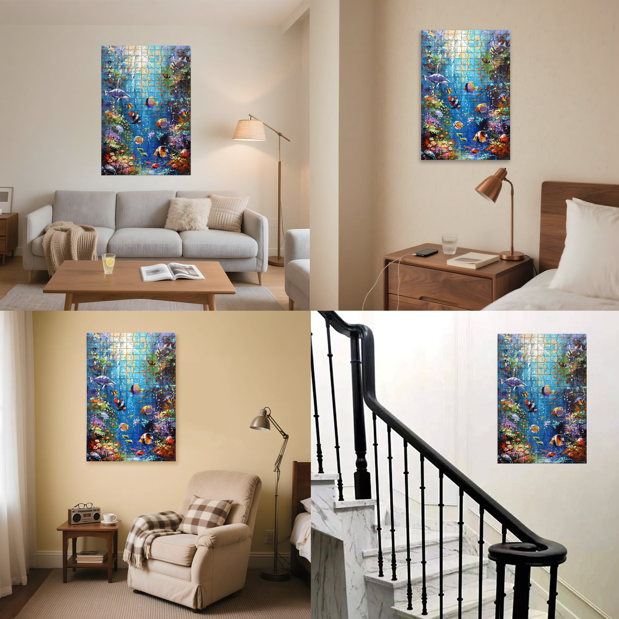 Arabic Ocean 500pcs/1000pcs Jigsaw Puzzle, Scratch-Resistant, Interactive Family Game & Brain-Boosting DIY Decor, Perfect for Halloween, Christmas & New Year Gifts, Family Puzzle Game