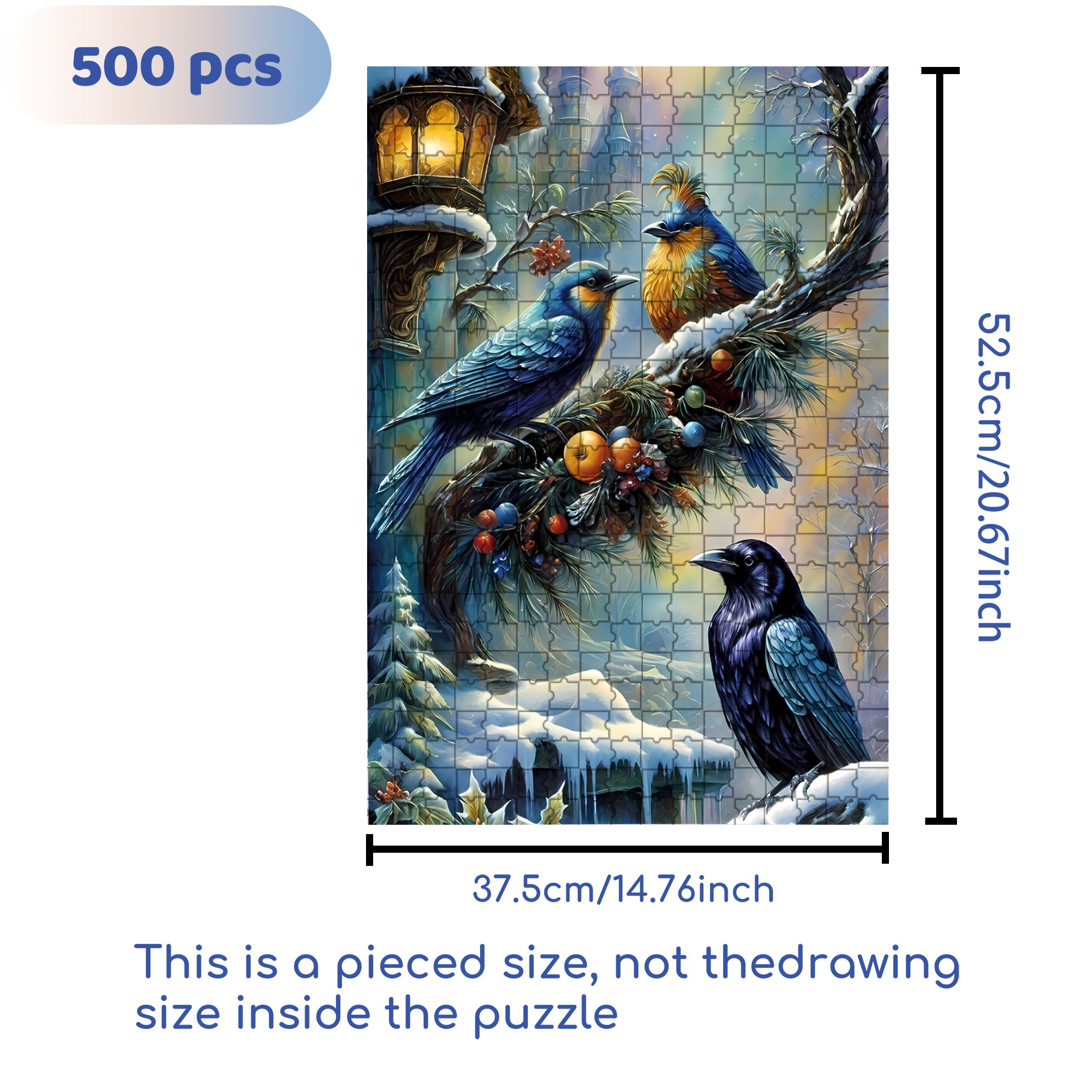 Bird On A Branch 500pcs/1000pcs Jigsaw Puzzle, Scratch-Resistant, Interactive Family Game & Brain-Boosting DIY Decor, Perfect for Halloween, Christmas & New Year Gifts, Family Puzzle Game