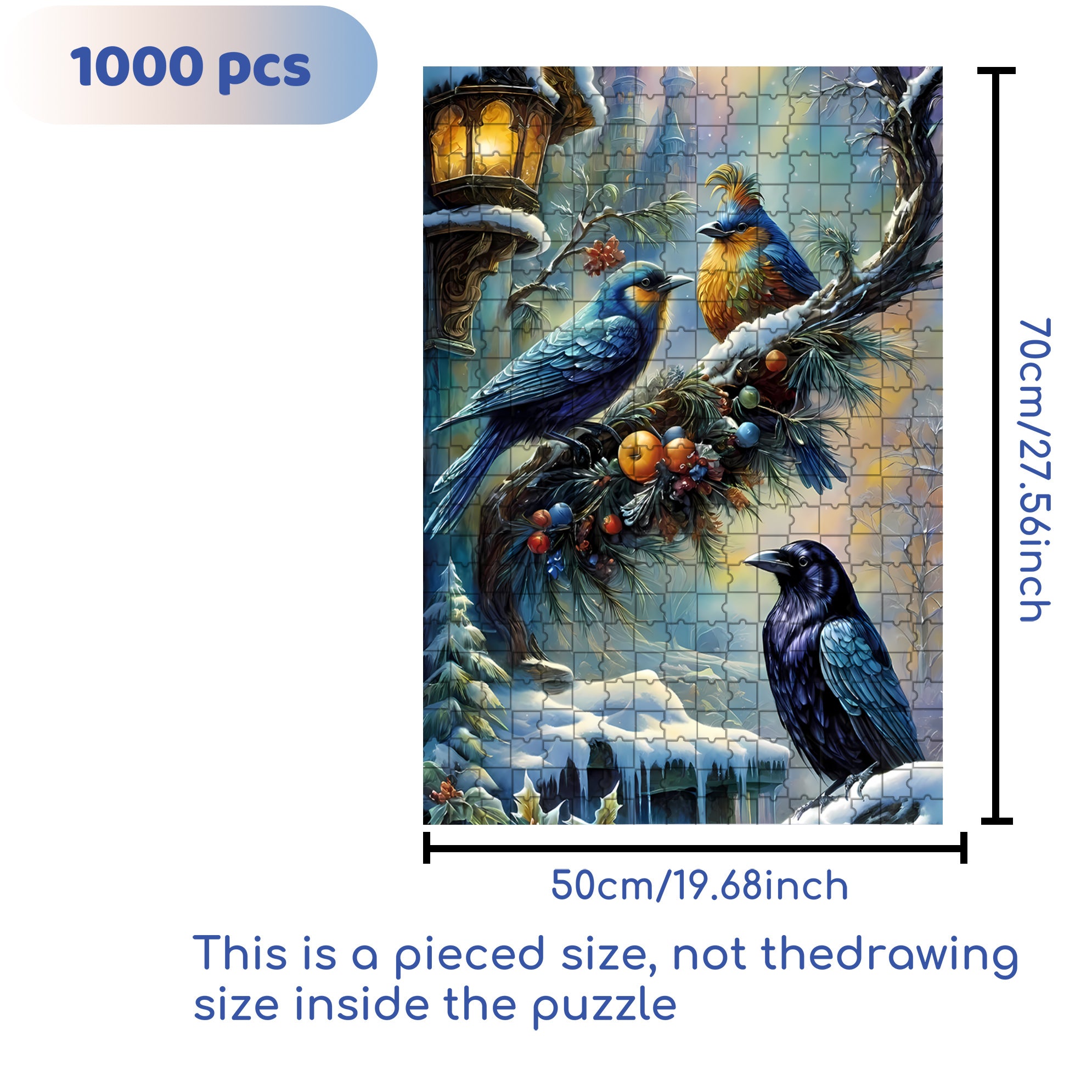 Bird On A Branch 500pcs/1000pcs Jigsaw Puzzle, Scratch-Resistant, Interactive Family Game & Brain-Boosting DIY Decor, Perfect for Halloween, Christmas & New Year Gifts, Family Puzzle Game