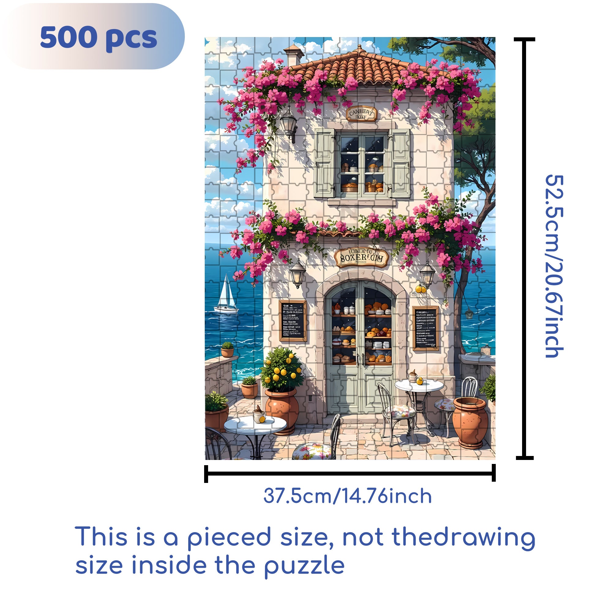 Cafe 500pcs/1000pcs Jigsaw Puzzle, Scratch-Resistant, Interactive Family Game & Brain-Boosting DIY Decor, Perfect for Halloween, Christmas & New Year Gifts, Family Puzzle Game