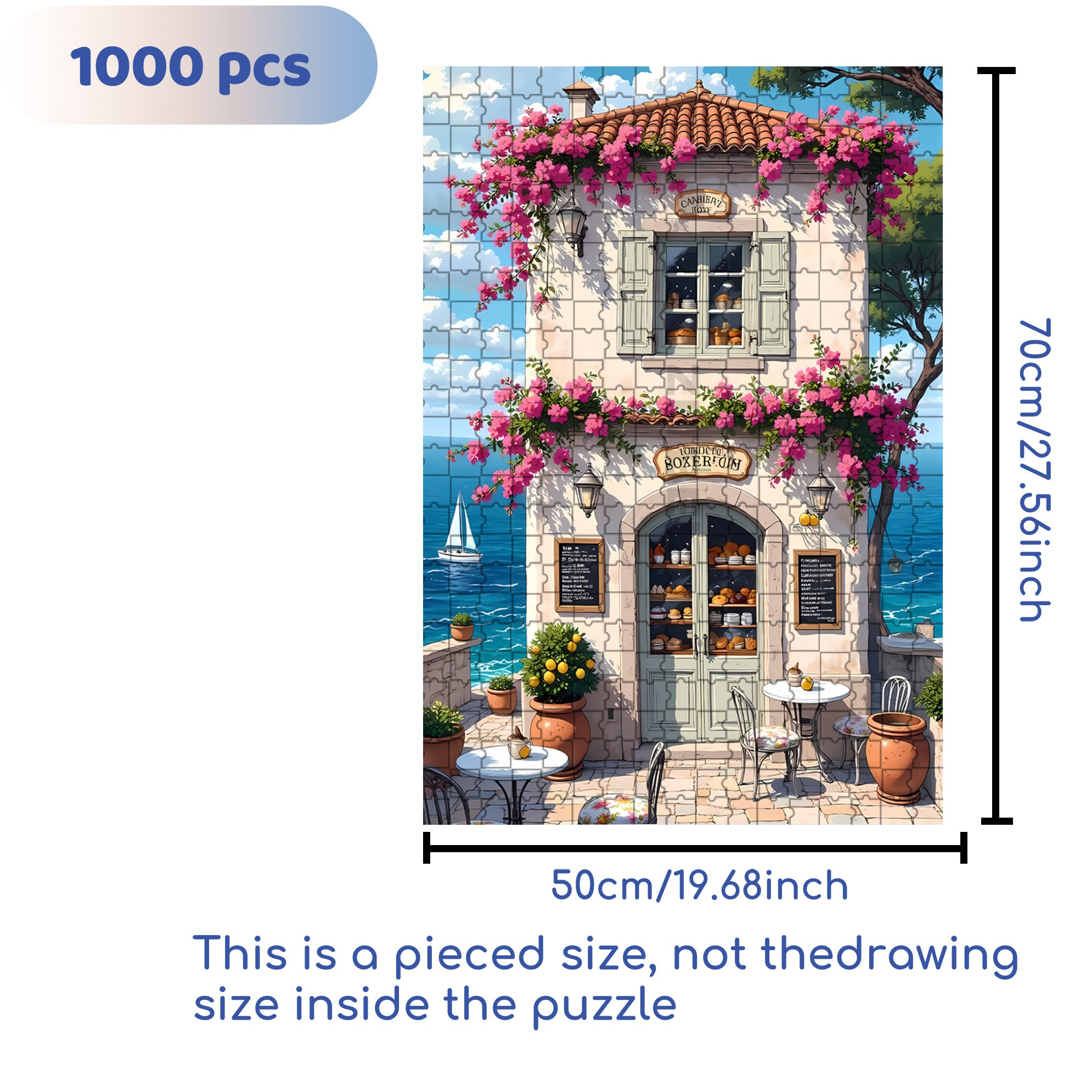 Cafe 500pcs/1000pcs Jigsaw Puzzle, Scratch-Resistant, Interactive Family Game & Brain-Boosting DIY Decor, Perfect for Halloween, Christmas & New Year Gifts, Family Puzzle Game