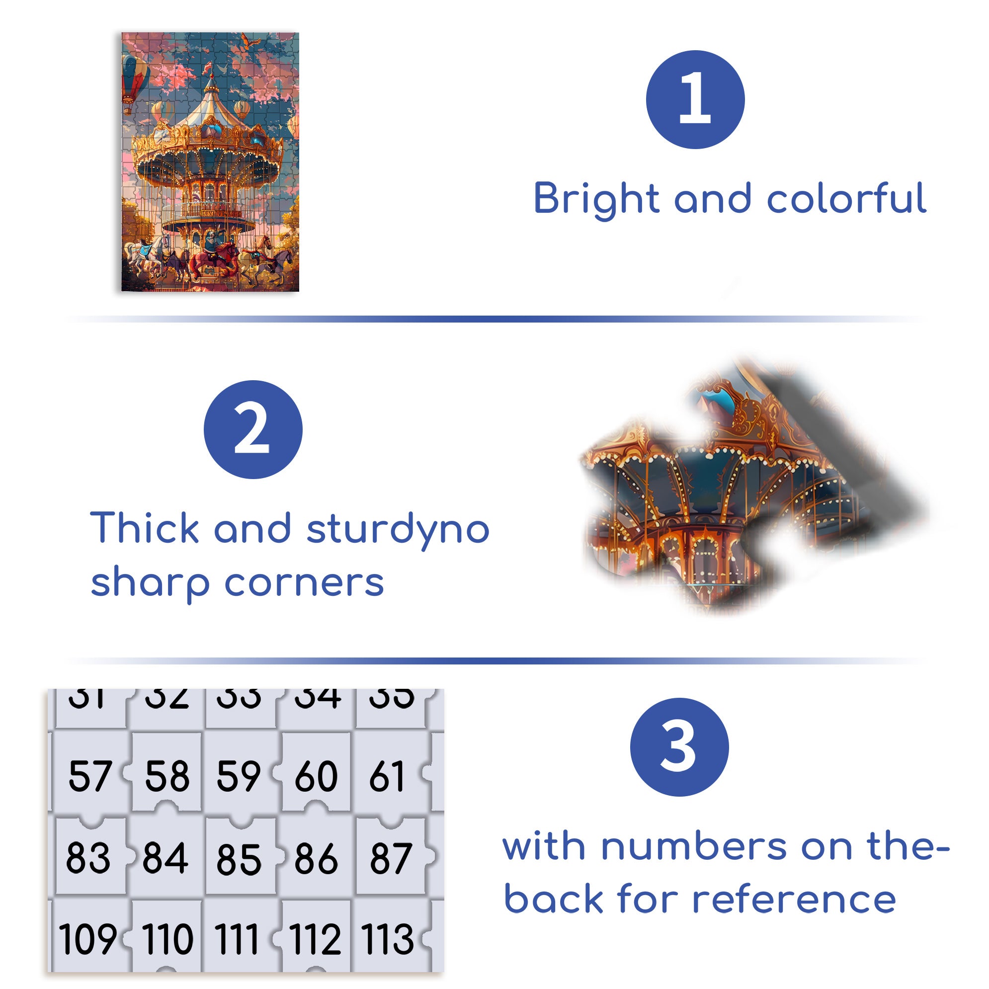 Carousel 500pcs/1000pcs Jigsaw Puzzle, Scratch-Resistant, Interactive Family Game & Brain-Boosting DIY Decor, Perfect for Halloween, Christmas & New Year Gifts, Family Puzzle Game