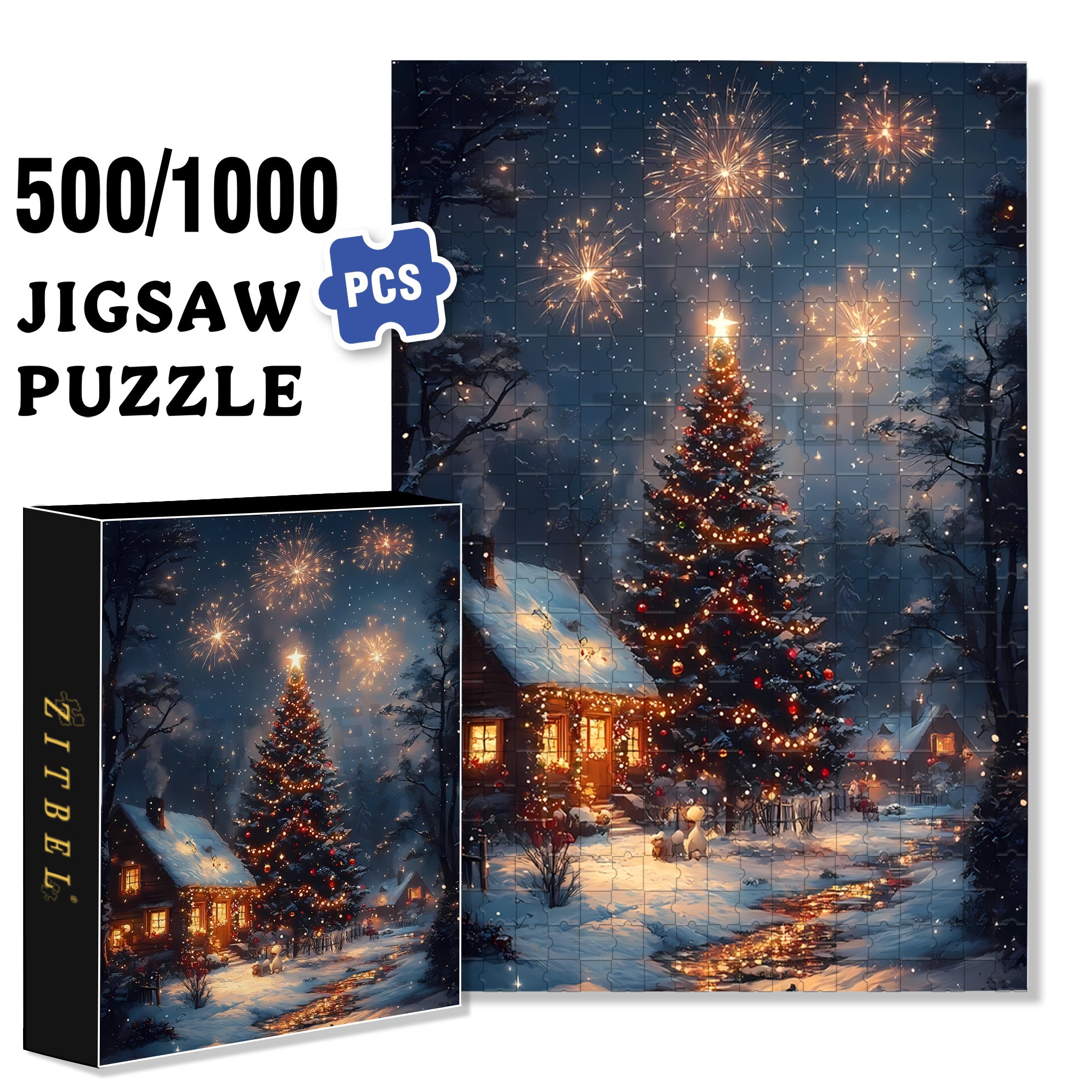 Celebrate 500pcs/1000pcs Jigsaw Puzzle, Scratch-Resistant, Interactive Family Game & Brain-Boosting DIY Decor, Perfect for Halloween, Christmas & New Year Gifts, Family Puzzle Game