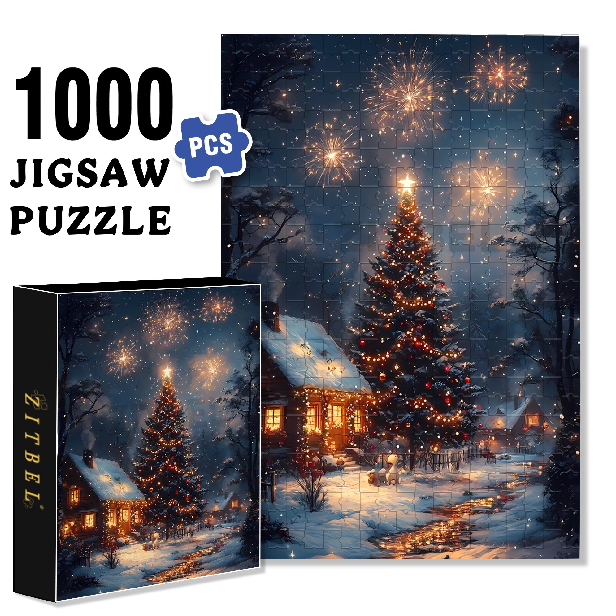 Celebrate 500pcs/1000pcs Jigsaw Puzzle, Scratch-Resistant, Interactive Family Game & Brain-Boosting DIY Decor, Perfect for Halloween, Christmas & New Year Gifts, Family Puzzle Game