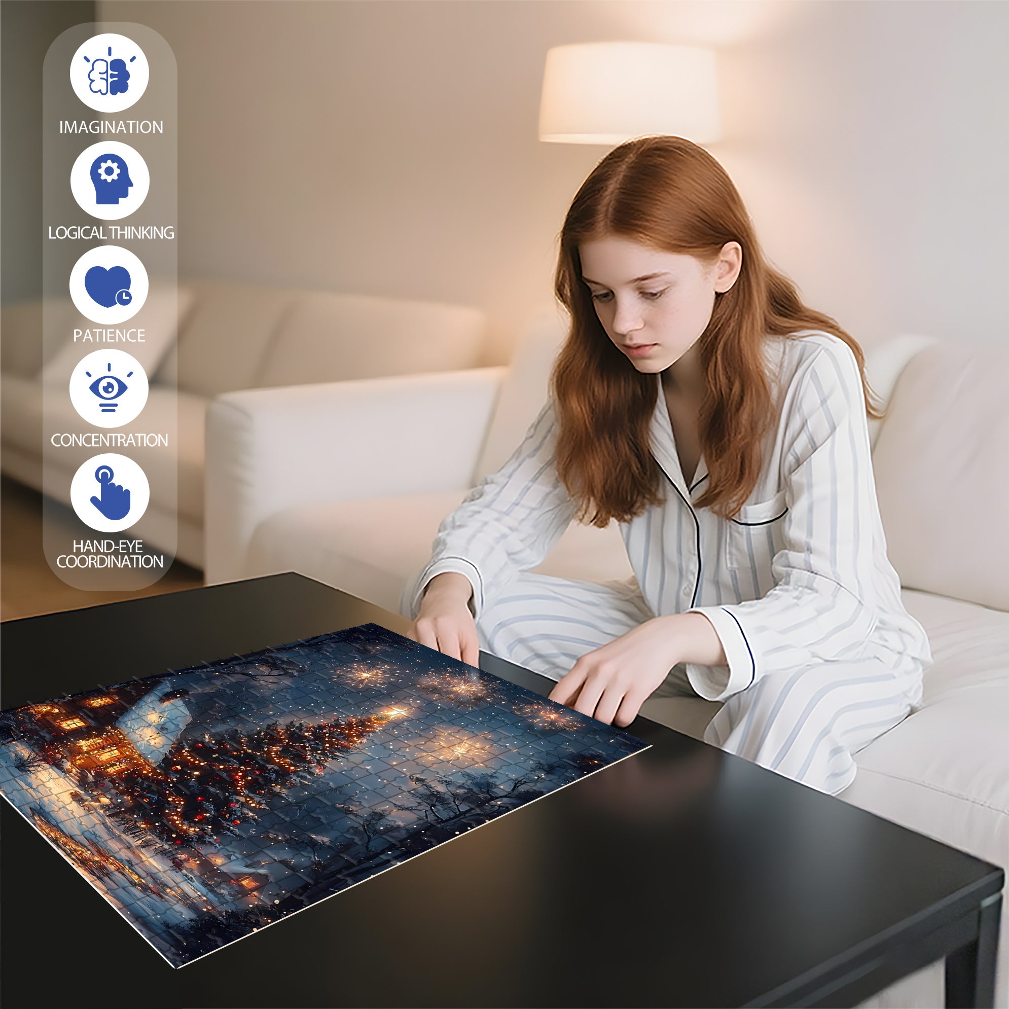 Celebrate 500pcs/1000pcs Jigsaw Puzzle, Scratch-Resistant, Interactive Family Game & Brain-Boosting DIY Decor, Perfect for Halloween, Christmas & New Year Gifts, Family Puzzle Game