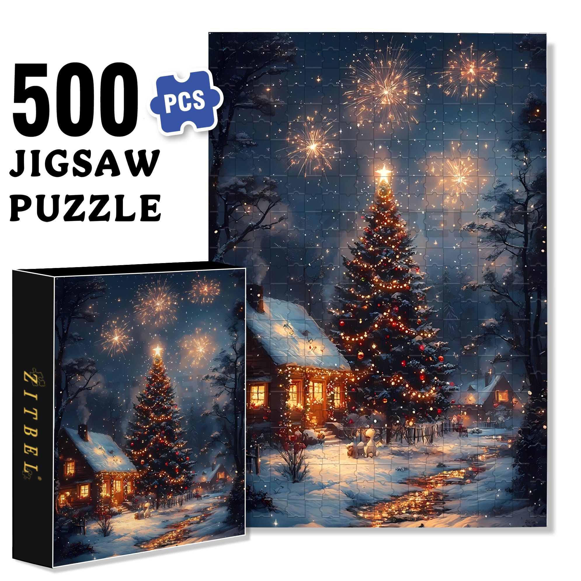 Celebrate 500pcs/1000pcs Jigsaw Puzzle, Scratch-Resistant, Interactive Family Game & Brain-Boosting DIY Decor, Perfect for Halloween, Christmas & New Year Gifts, Family Puzzle Game