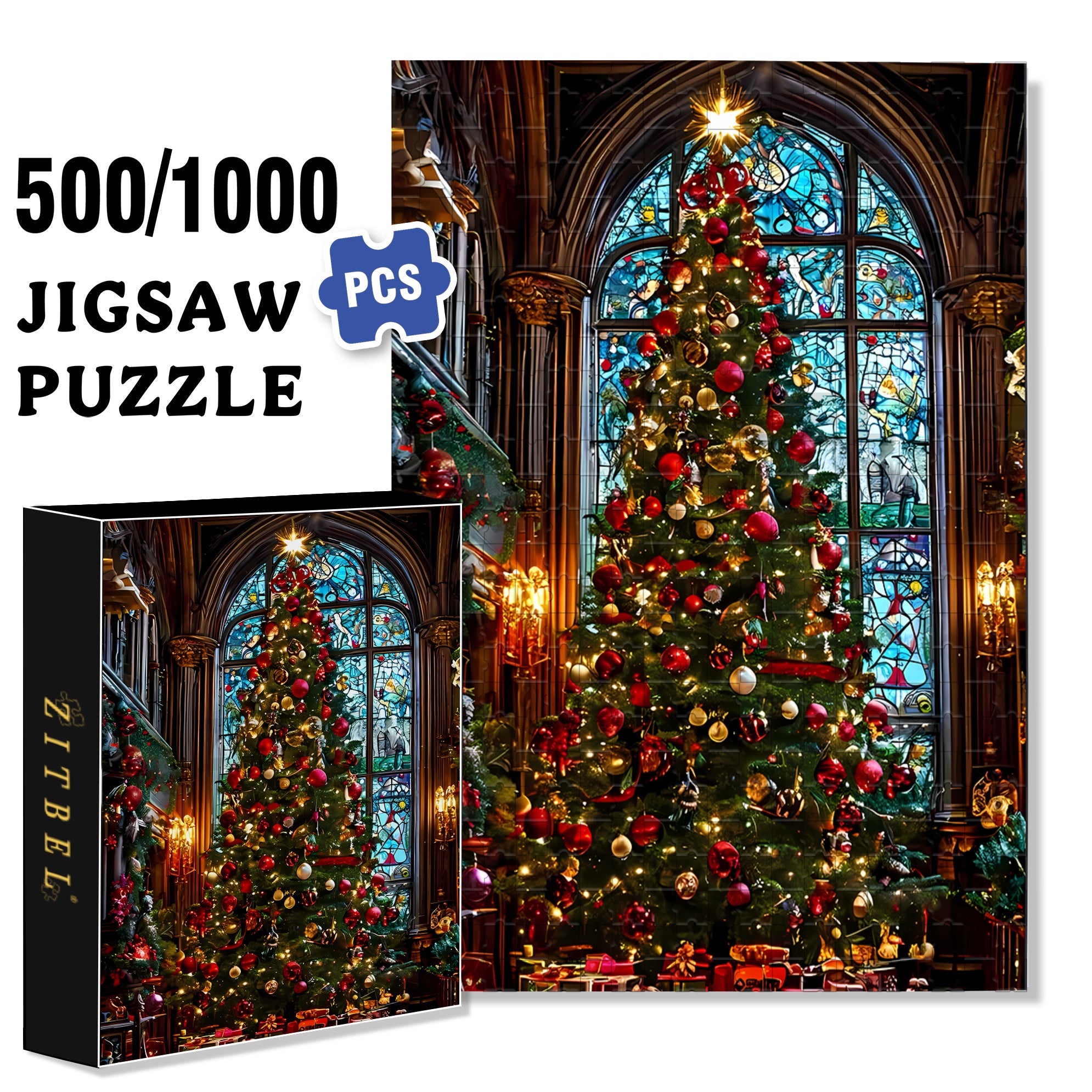 Christmas Atmosphere 500pcs/1000pcs Jigsaw Puzzle, Scratch-Resistant, Interactive Family Game & Brain-Boosting DIY Decor, Perfect for Halloween, Christmas & New Year Gifts, Family Puzzle Game