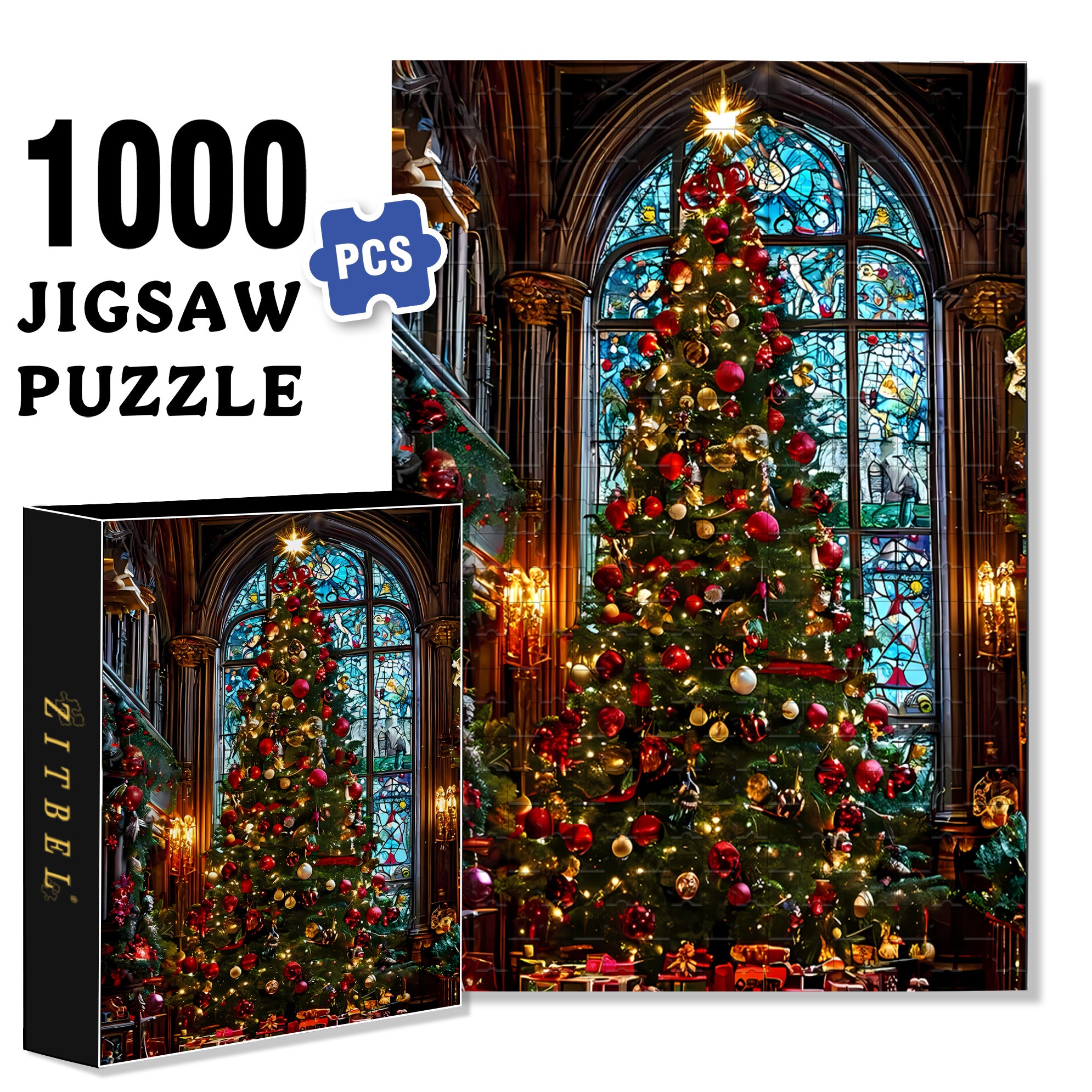 Christmas Atmosphere 500pcs/1000pcs Jigsaw Puzzle, Scratch-Resistant, Interactive Family Game & Brain-Boosting DIY Decor, Perfect for Halloween, Christmas & New Year Gifts, Family Puzzle Game