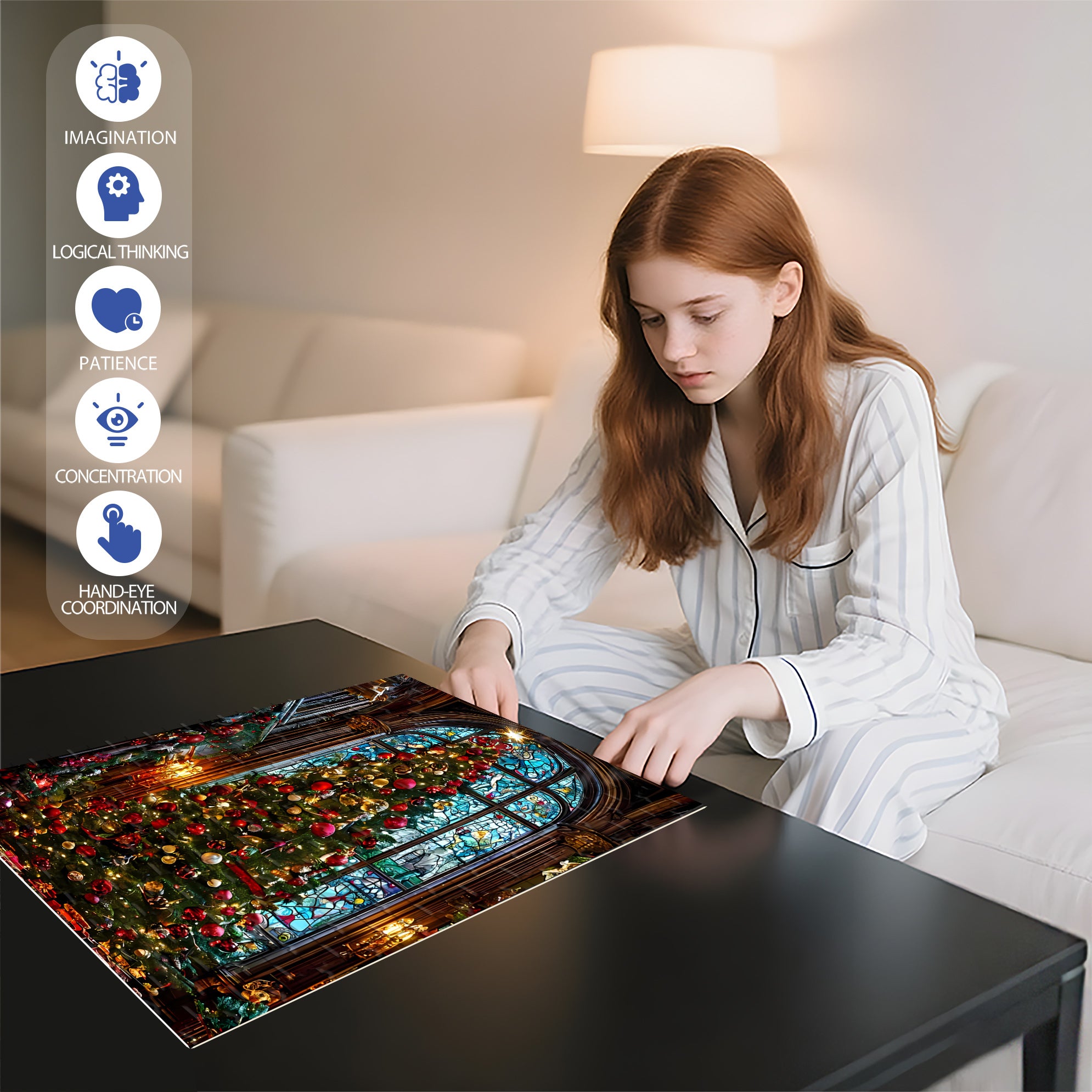 Christmas Atmosphere 500pcs/1000pcs Jigsaw Puzzle, Scratch-Resistant, Interactive Family Game & Brain-Boosting DIY Decor, Perfect for Halloween, Christmas & New Year Gifts, Family Puzzle Game