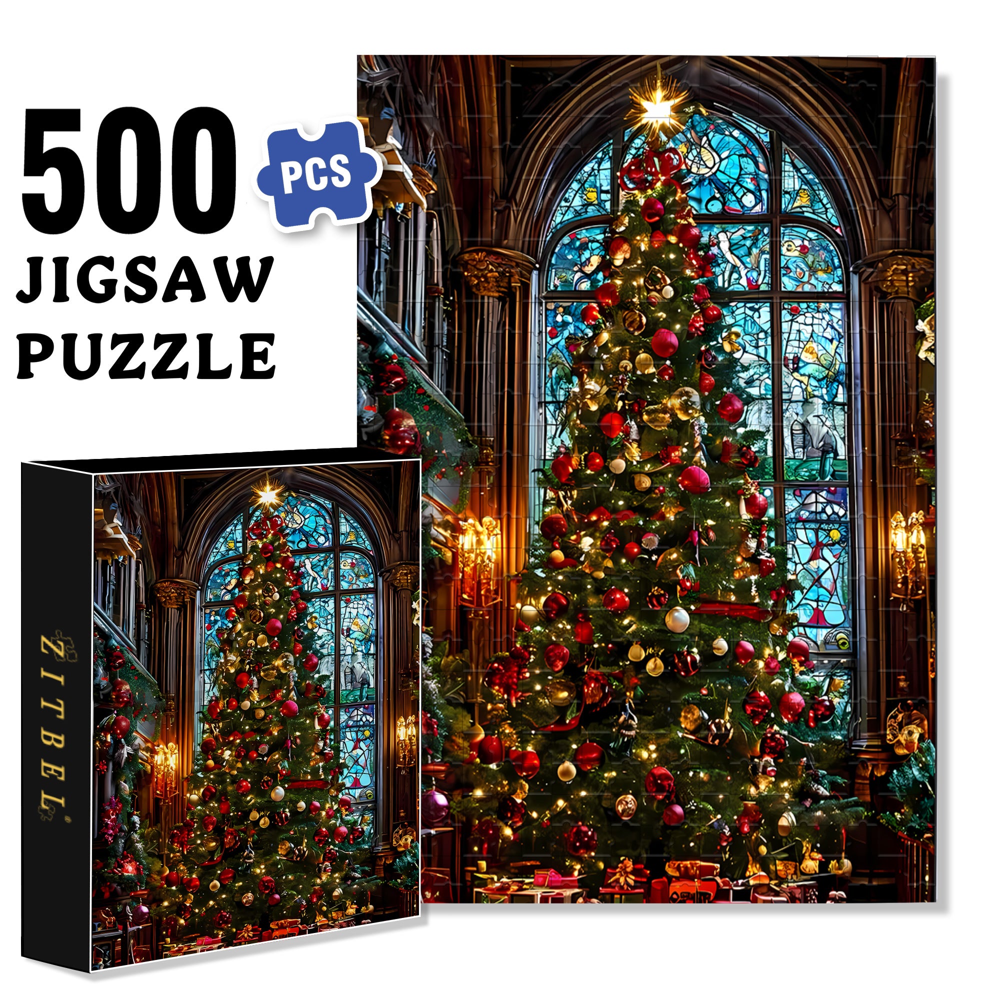 Christmas Atmosphere 500pcs/1000pcs Jigsaw Puzzle, Scratch-Resistant, Interactive Family Game & Brain-Boosting DIY Decor, Perfect for Halloween, Christmas & New Year Gifts, Family Puzzle Game