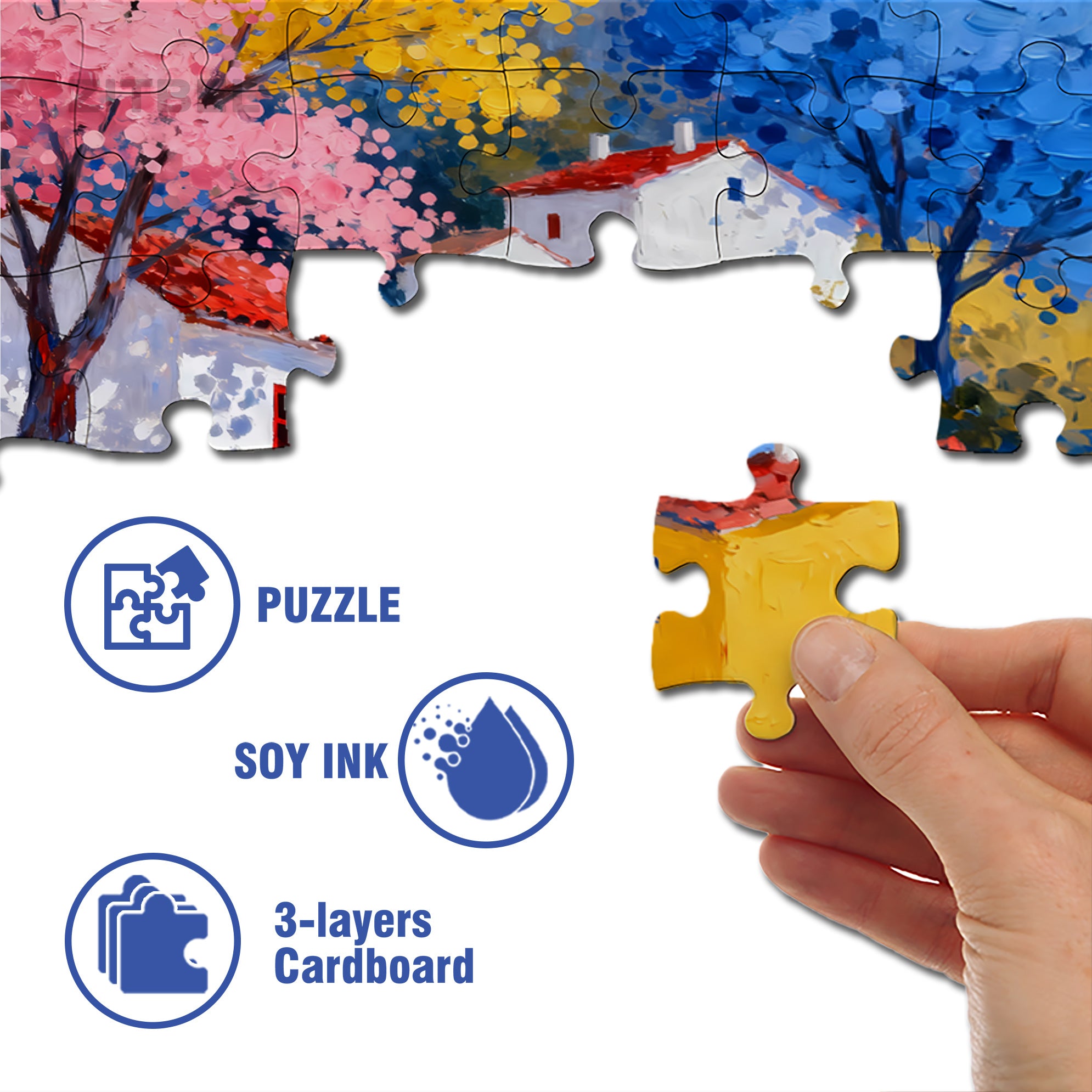 Colorful Village 500pcs/1000pcs Jigsaw Puzzle, Scratch-Resistant, Interactive Family Game & Brain-Boosting DIY Decor, Perfect for Halloween, Christmas & New Year Gifts, Family Puzzle Game