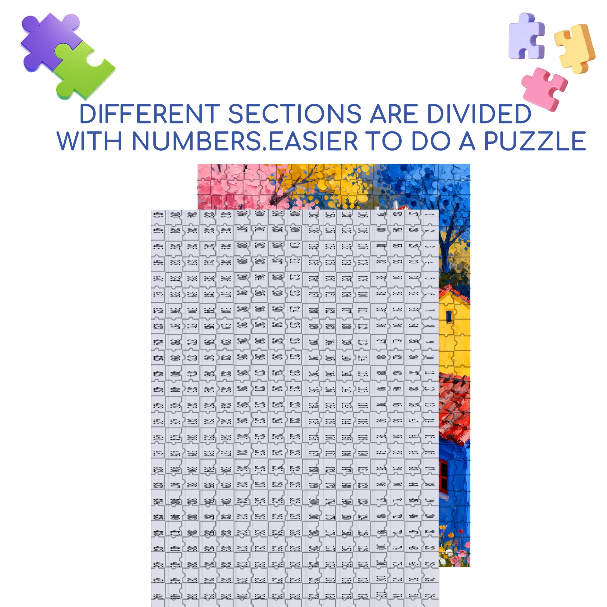 Colorful Village 500pcs/1000pcs Jigsaw Puzzle, Scratch-Resistant, Interactive Family Game & Brain-Boosting DIY Decor, Perfect for Halloween, Christmas & New Year Gifts, Family Puzzle Game