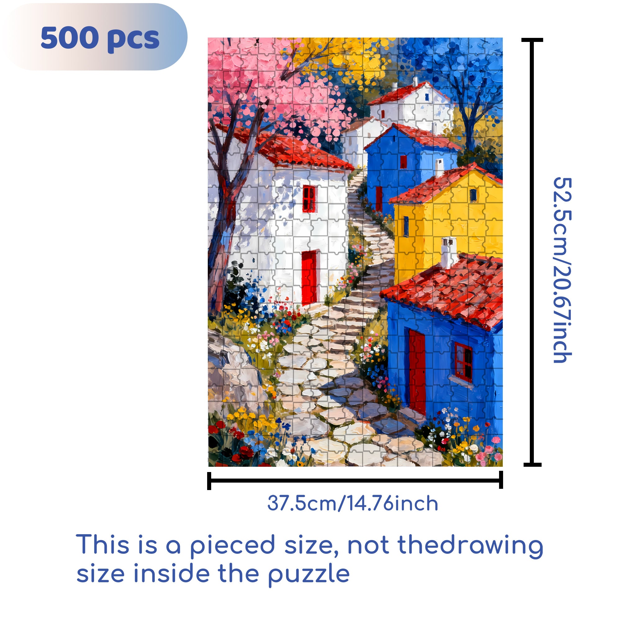 Colorful Village 500pcs/1000pcs Jigsaw Puzzle, Scratch-Resistant, Interactive Family Game & Brain-Boosting DIY Decor, Perfect for Halloween, Christmas & New Year Gifts, Family Puzzle Game