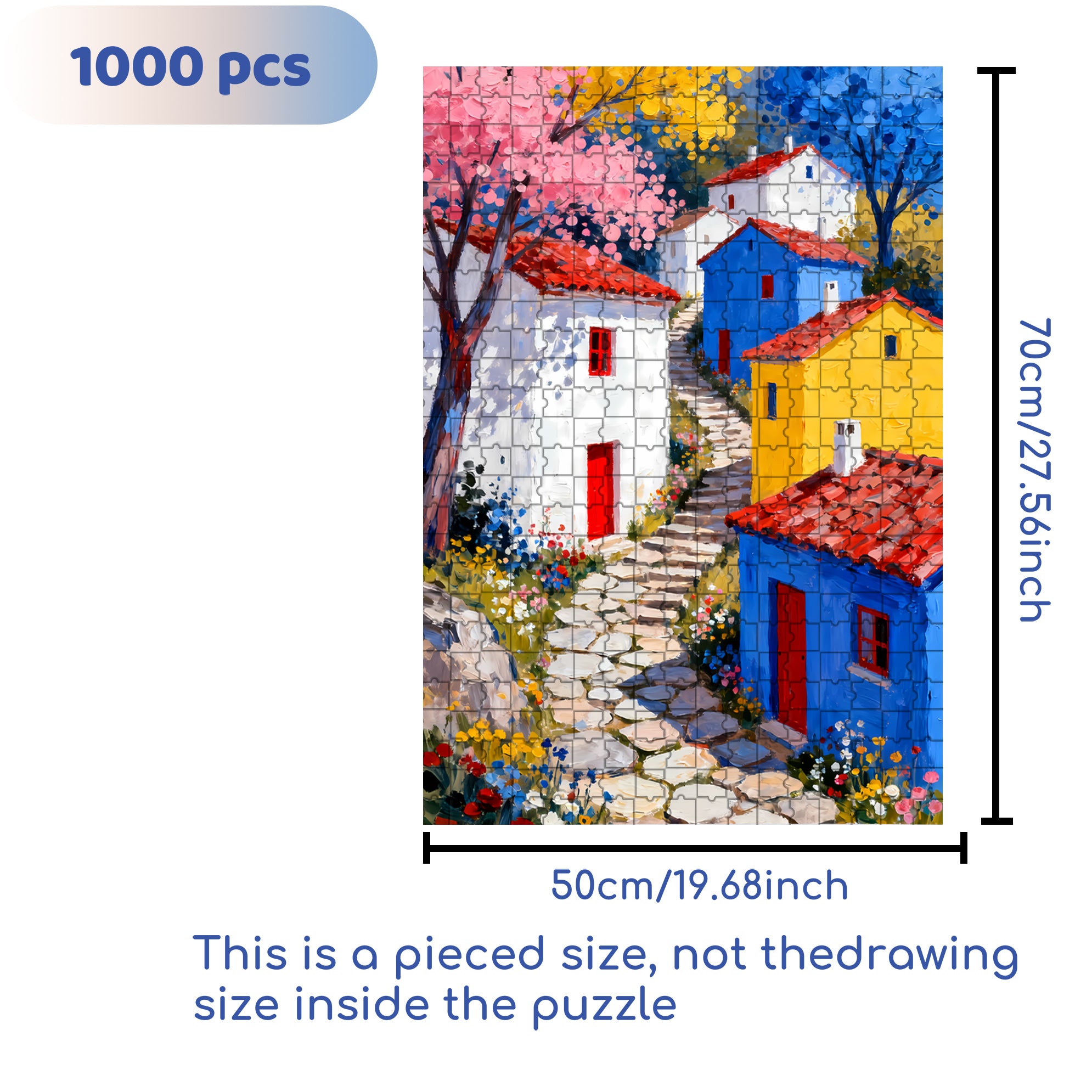 Colorful Village 500pcs/1000pcs Jigsaw Puzzle, Scratch-Resistant, Interactive Family Game & Brain-Boosting DIY Decor, Perfect for Halloween, Christmas & New Year Gifts, Family Puzzle Game