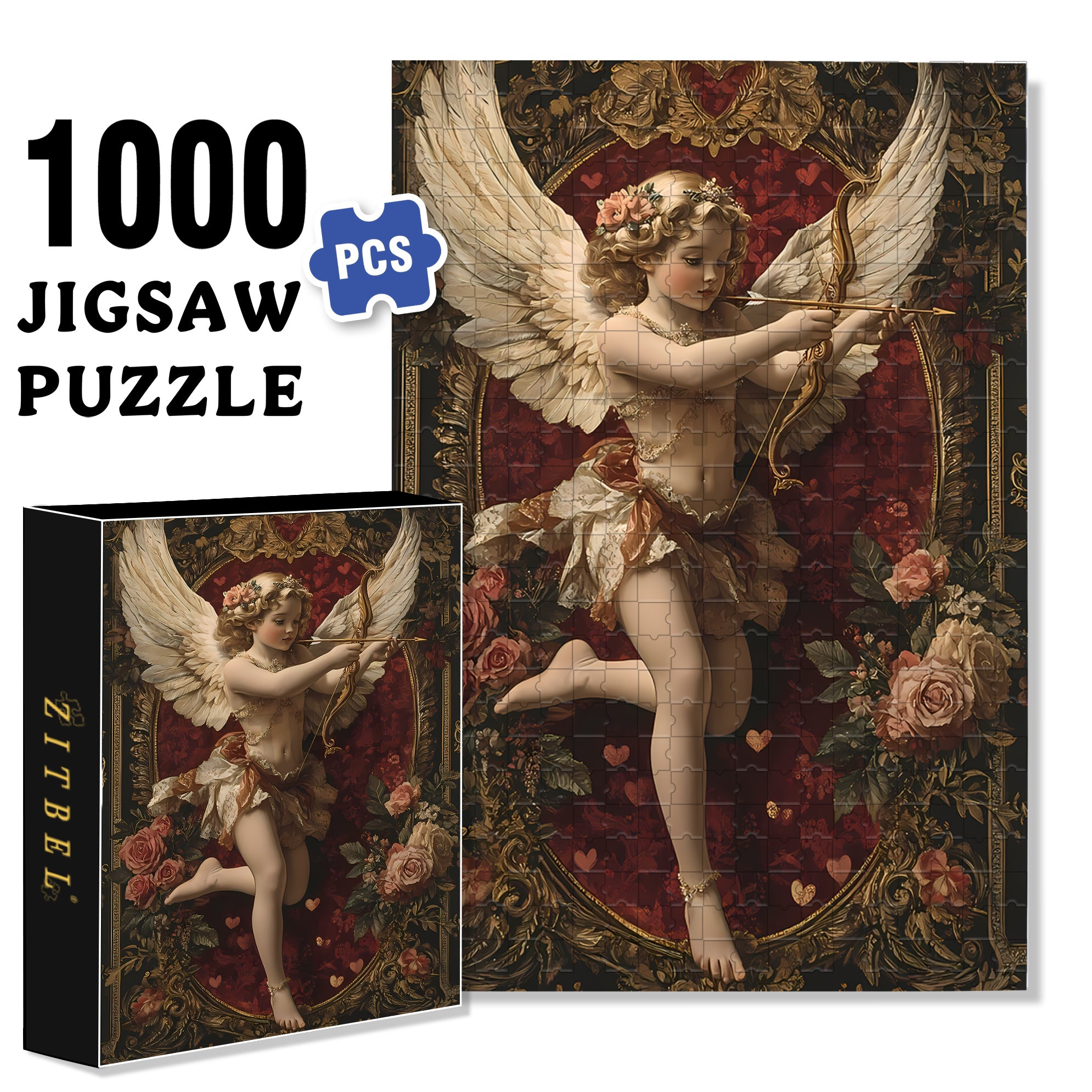 Cupid 500pcs/1000pcs Jigsaw Puzzle, Scratch-Resistant, Interactive Family Game & Brain-Boosting DIY Decor, Perfect for Halloween, Christmas & New Year Gifts, Family Puzzle Game