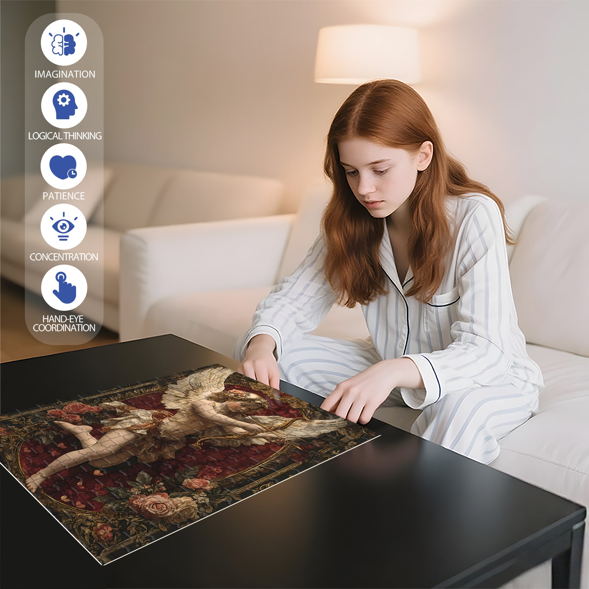 Cupid 500pcs/1000pcs Jigsaw Puzzle, Scratch-Resistant, Interactive Family Game & Brain-Boosting DIY Decor, Perfect for Halloween, Christmas & New Year Gifts, Family Puzzle Game