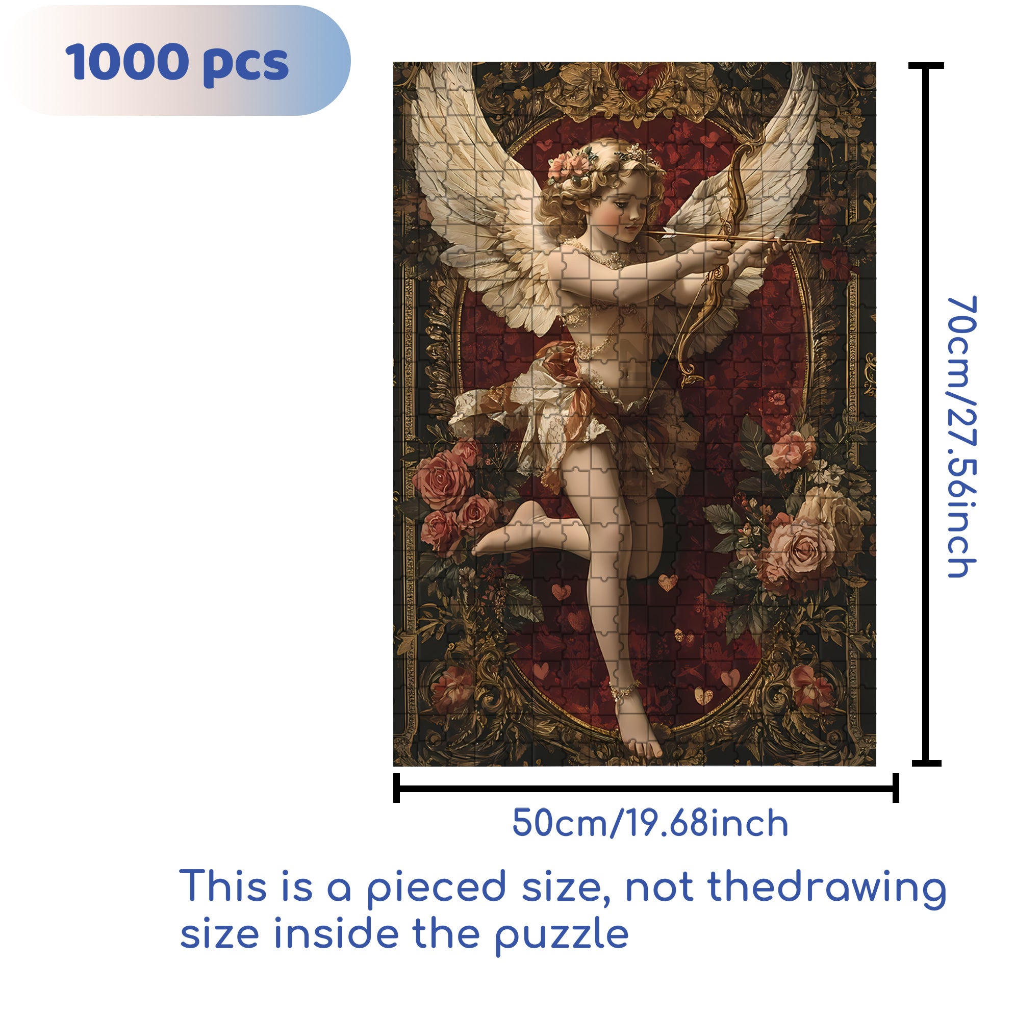 Cupid 500pcs/1000pcs Jigsaw Puzzle, Scratch-Resistant, Interactive Family Game & Brain-Boosting DIY Decor, Perfect for Halloween, Christmas & New Year Gifts, Family Puzzle Game