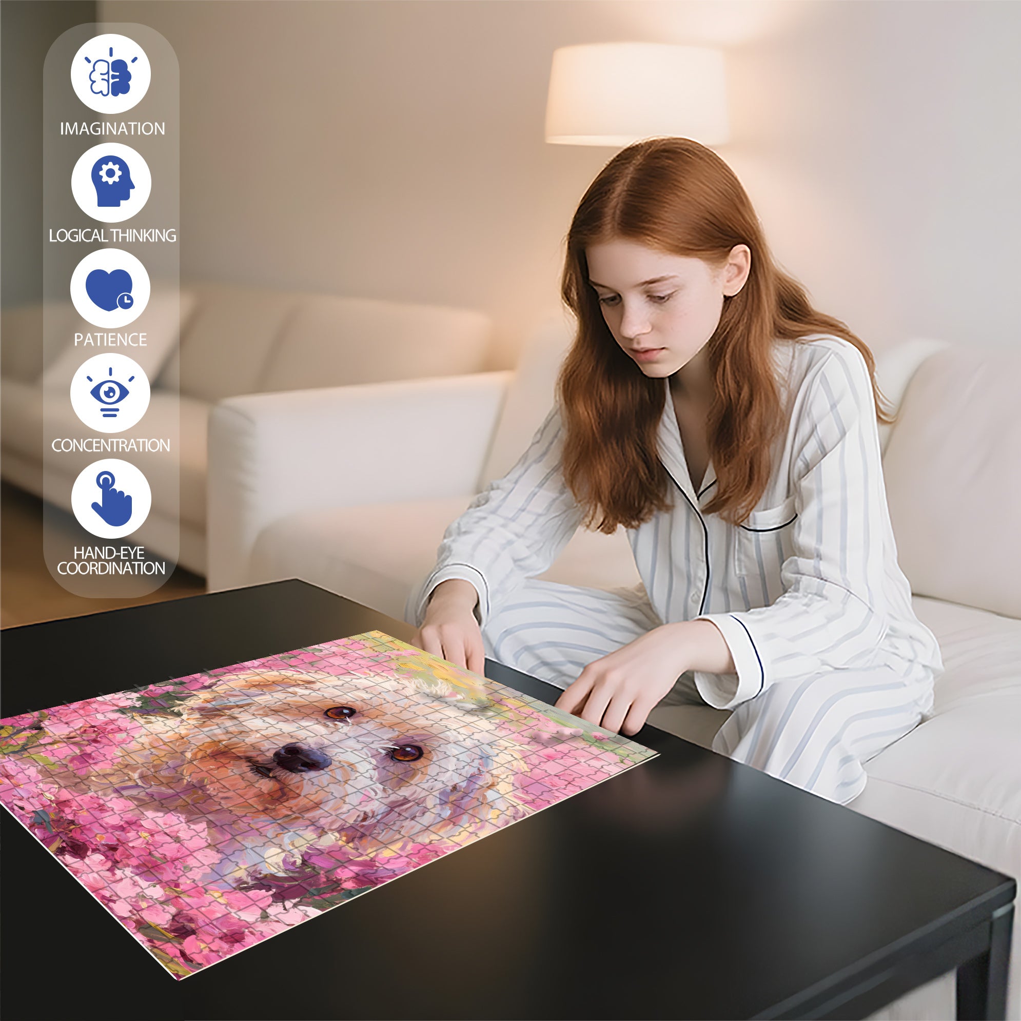 Cute Puppy 500pcs/1000pcs Jigsaw Puzzle, Scratch-Resistant, Interactive Family Game & Brain-Boosting DIY Decor, Perfect for Halloween, Christmas & New Year Gifts, Family Puzzle Game