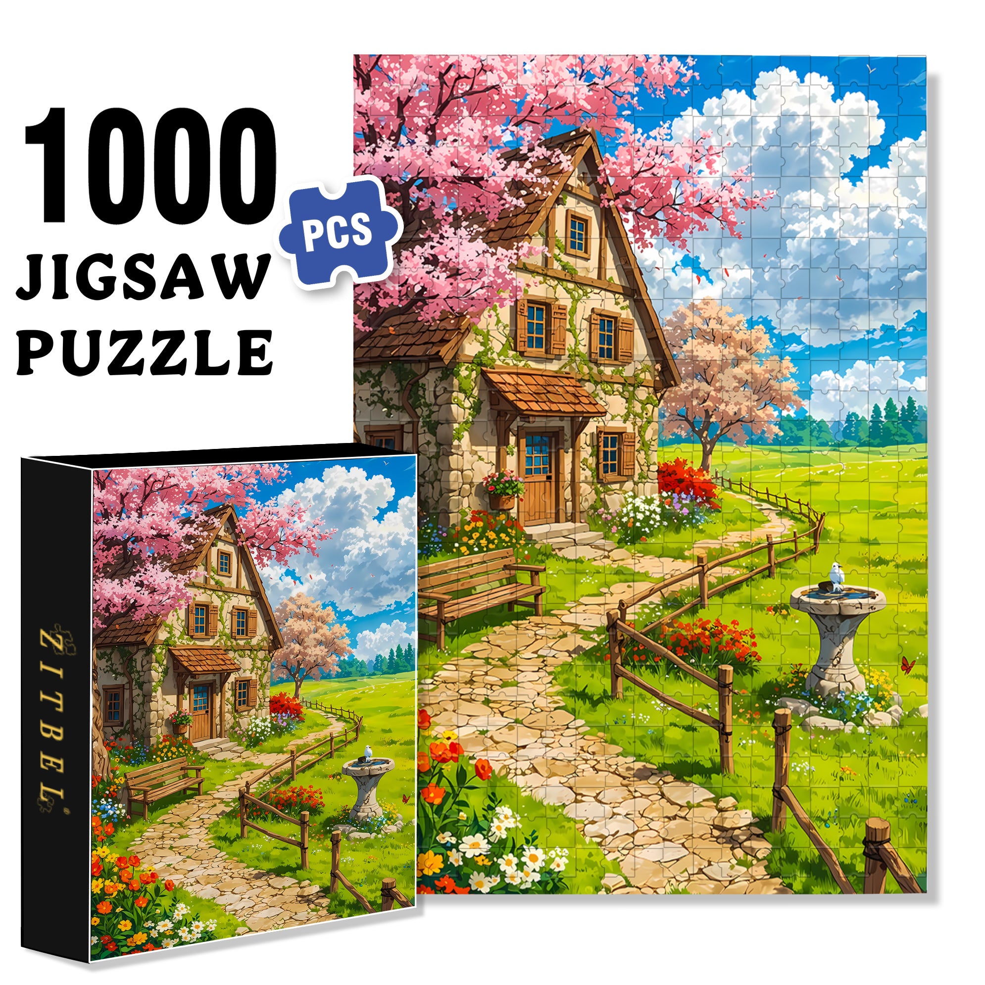 Early Spring 500pcs/1000pcs Jigsaw Puzzle, Scratch-Resistant, Interactive Family Game & Brain-Boosting DIY Decor, Perfect for Halloween, Christmas & New Year Gifts, Family Puzzle Game