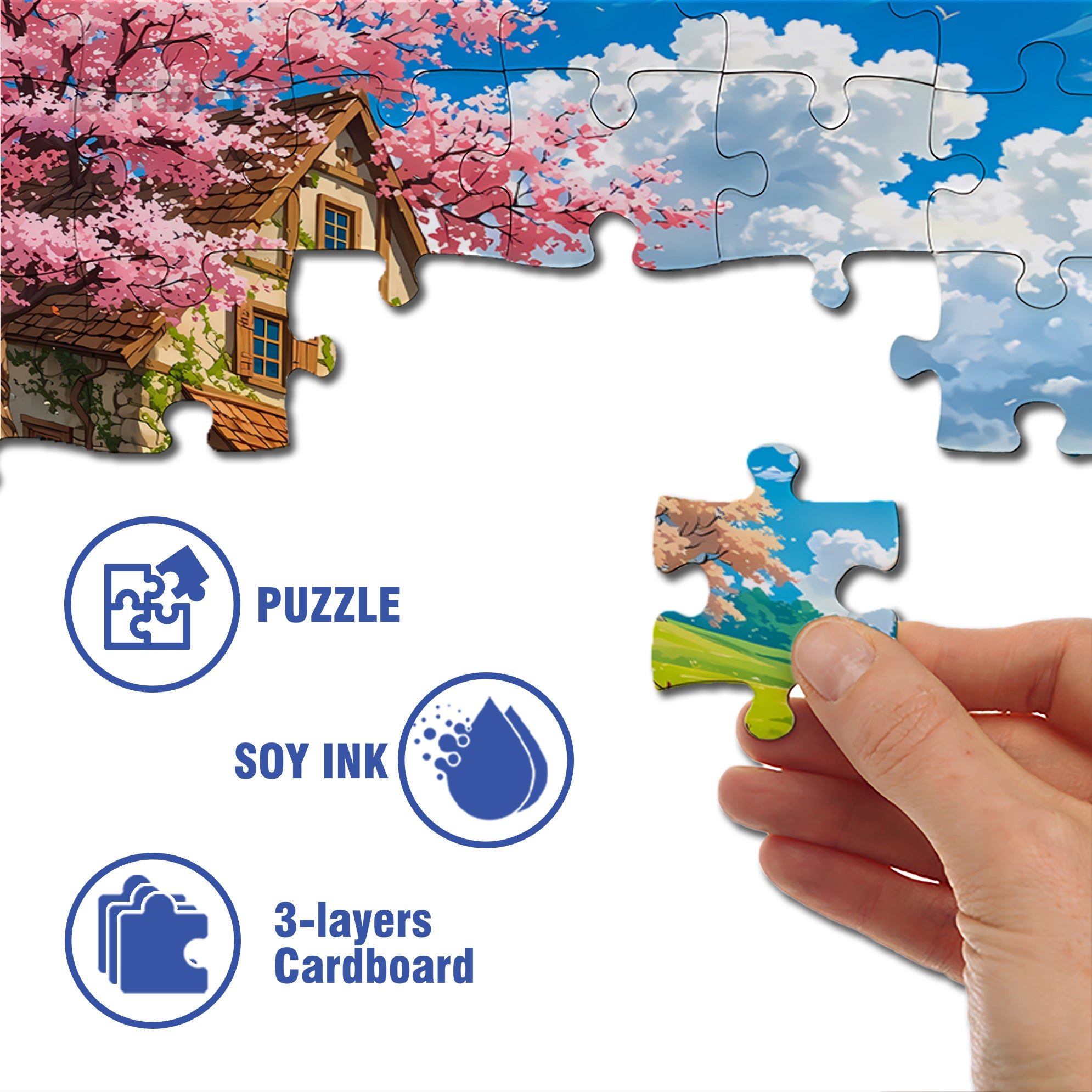 Early Spring 500pcs/1000pcs Jigsaw Puzzle, Scratch-Resistant, Interactive Family Game & Brain-Boosting DIY Decor, Perfect for Halloween, Christmas & New Year Gifts, Family Puzzle Game