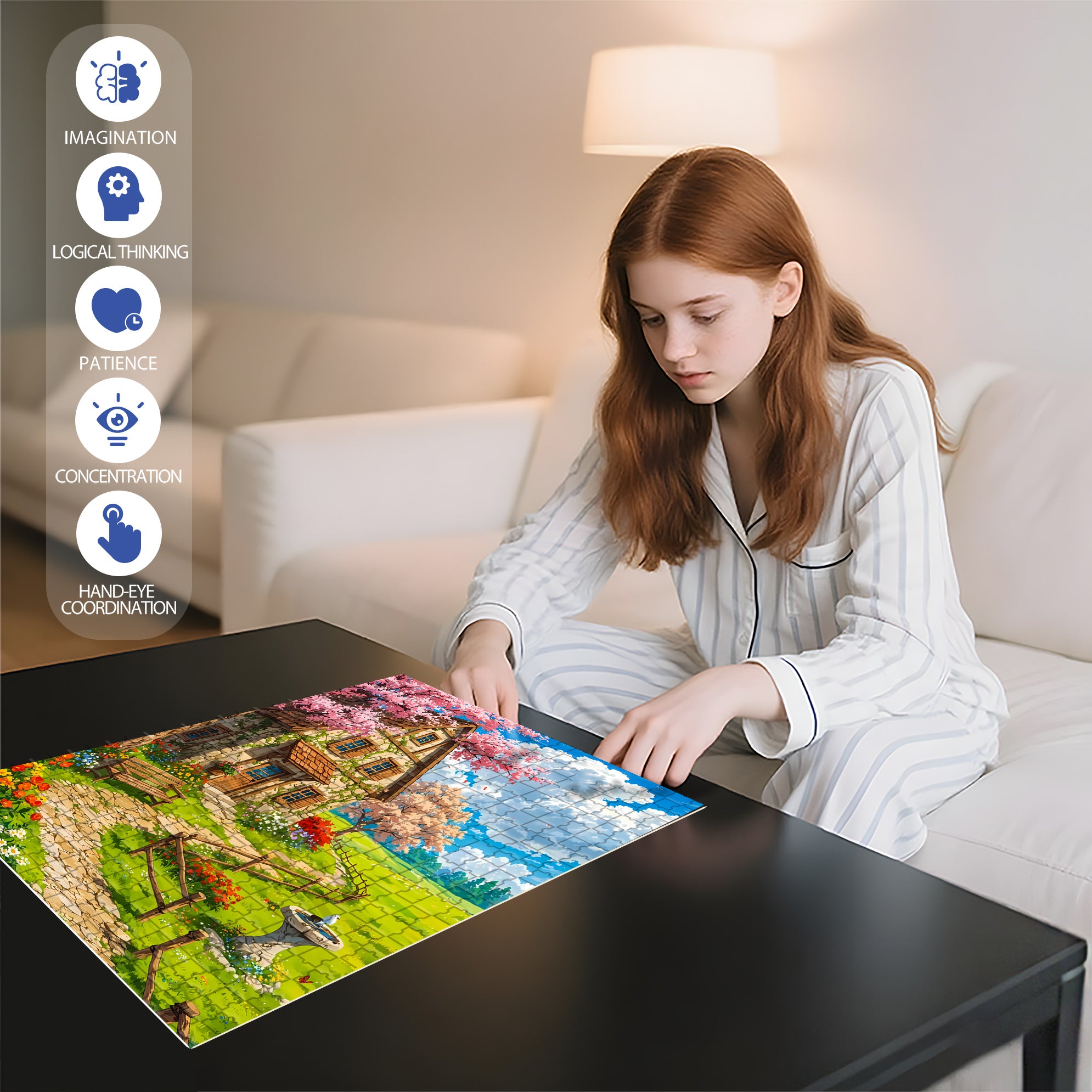 Early Spring 500pcs/1000pcs Jigsaw Puzzle, Scratch-Resistant, Interactive Family Game & Brain-Boosting DIY Decor, Perfect for Halloween, Christmas & New Year Gifts, Family Puzzle Game