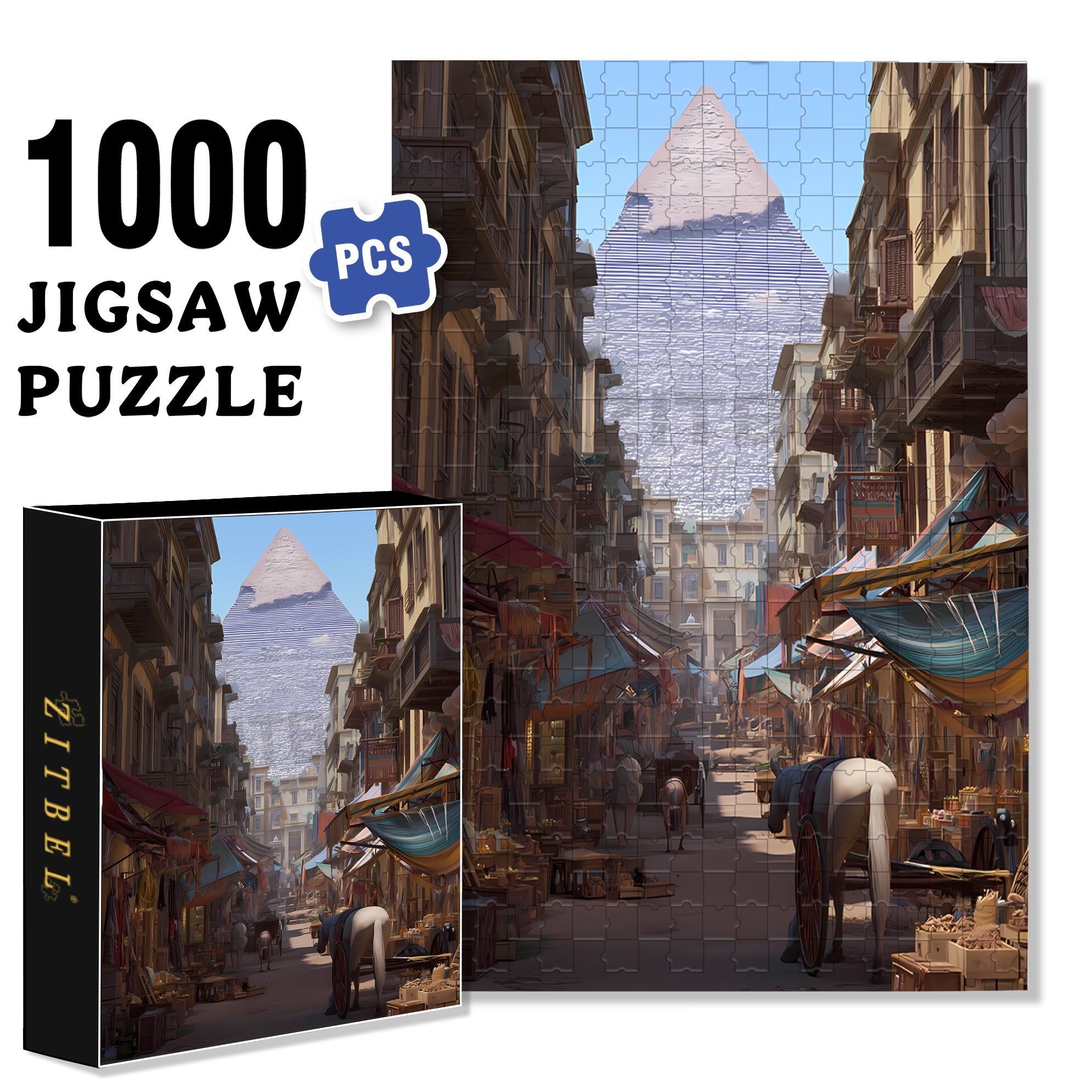 Egypt Trip 500pcs/1000pcs Jigsaw Puzzle, Scratch-Resistant, Interactive Family Game & Brain-Boosting DIY Decor, Perfect for Halloween, Christmas & New Year Gifts, Family Puzzle Game