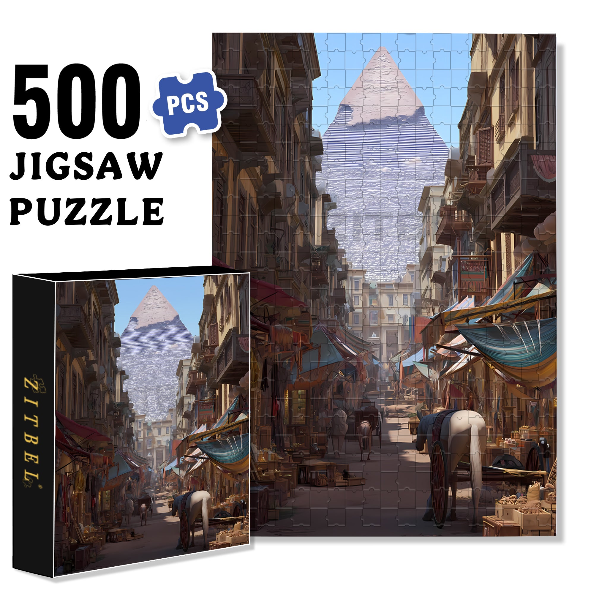 Egypt Trip 500pcs/1000pcs Jigsaw Puzzle, Scratch-Resistant, Interactive Family Game & Brain-Boosting DIY Decor, Perfect for Halloween, Christmas & New Year Gifts, Family Puzzle Game