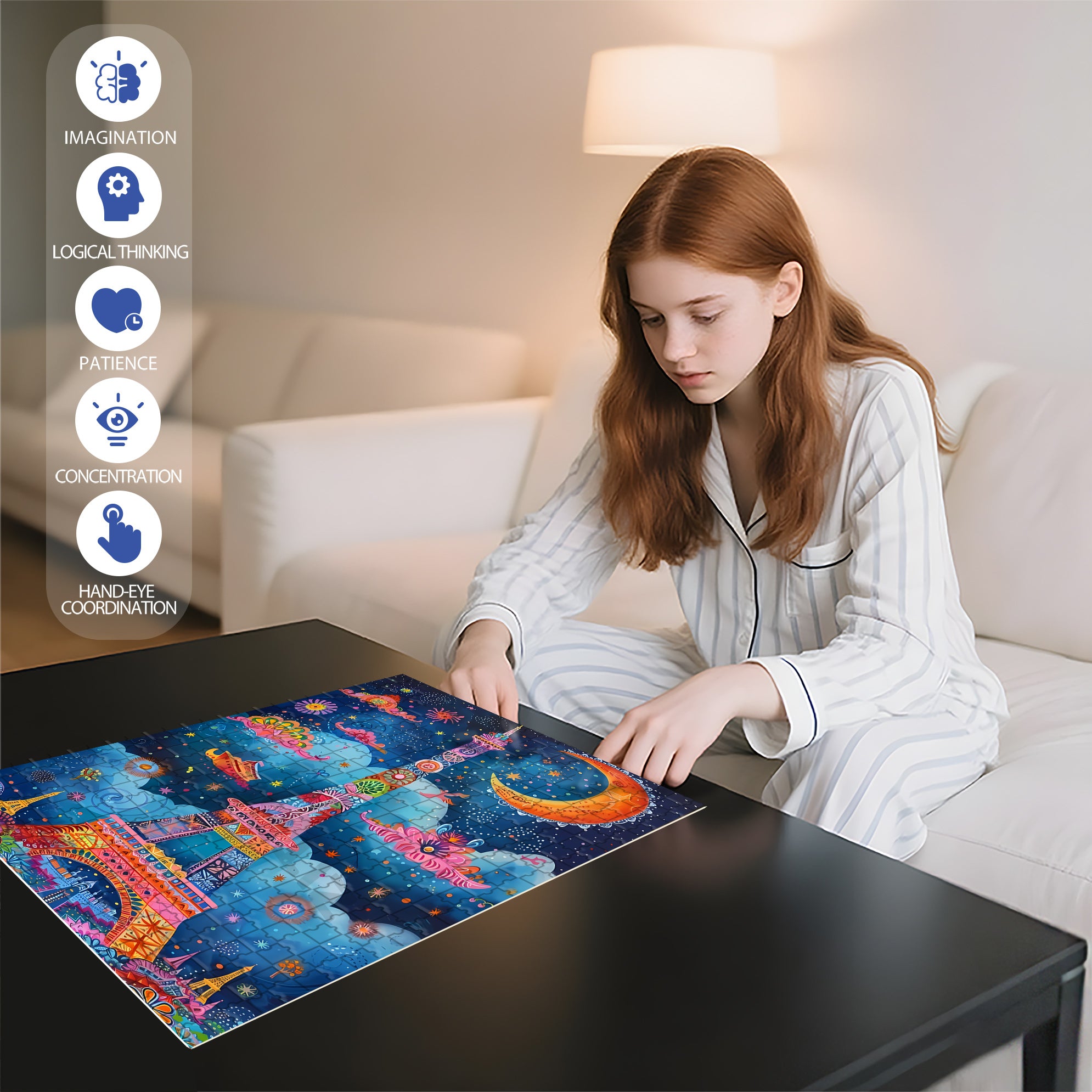 Eiffel Tower 500pcs/1000pcs Jigsaw Puzzle, Scratch-Resistant, Interactive Family Game & Brain-Boosting DIY Decor, Perfect for Halloween, Christmas & New Year Gifts, Family Puzzle Game