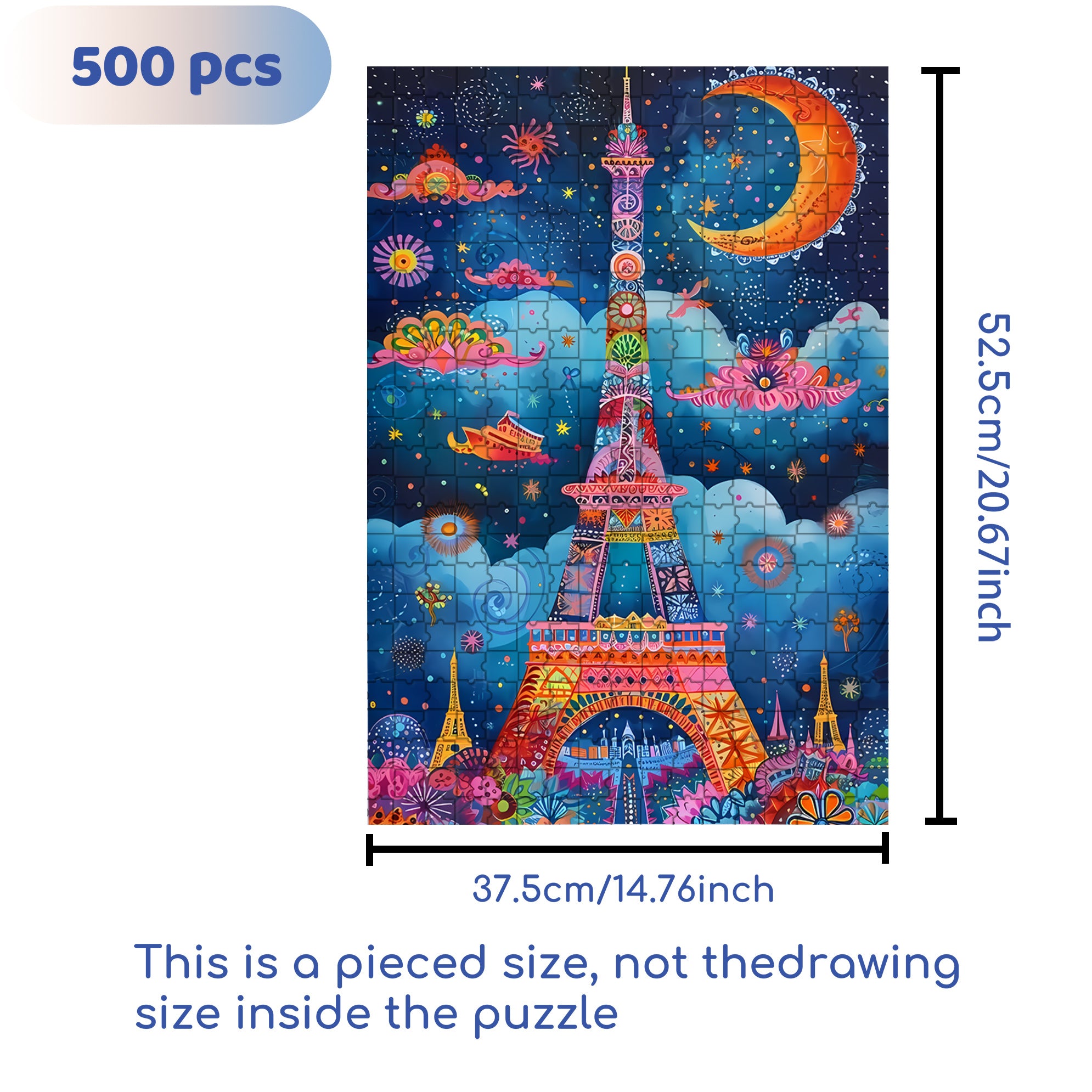 Eiffel Tower 500pcs/1000pcs Jigsaw Puzzle, Scratch-Resistant, Interactive Family Game & Brain-Boosting DIY Decor, Perfect for Halloween, Christmas & New Year Gifts, Family Puzzle Game