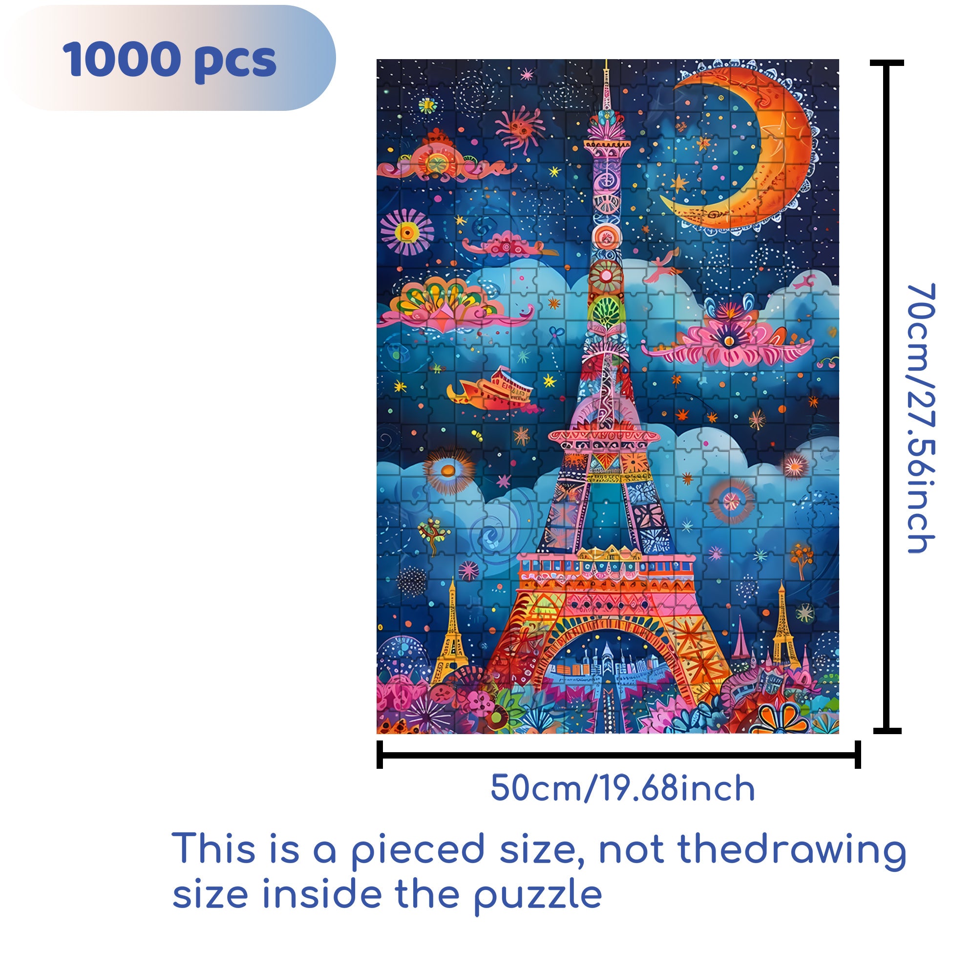Eiffel Tower 500pcs/1000pcs Jigsaw Puzzle, Scratch-Resistant, Interactive Family Game & Brain-Boosting DIY Decor, Perfect for Halloween, Christmas & New Year Gifts, Family Puzzle Game