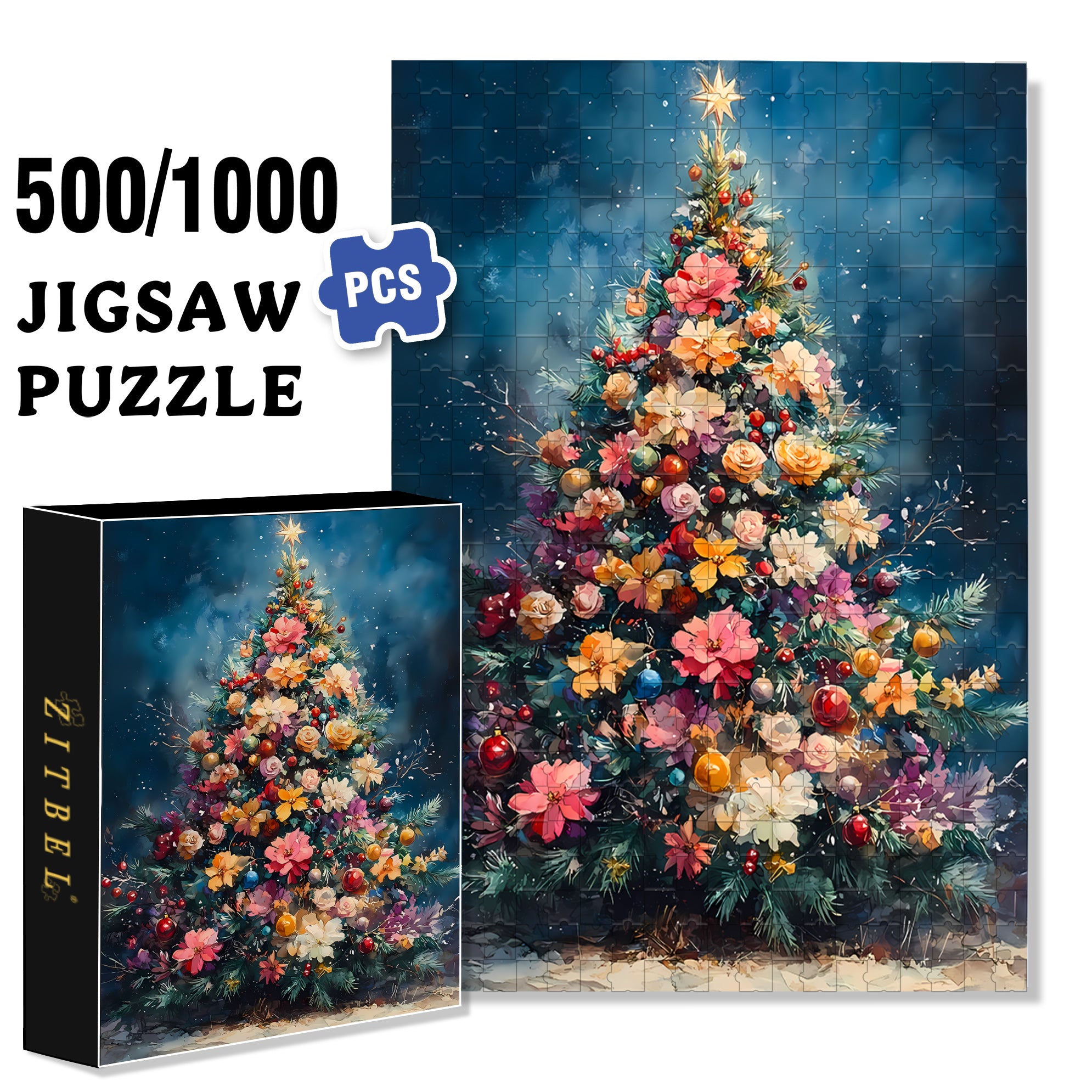 Embrace The Beauty 500pcs/1000pcs Jigsaw Puzzle, Scratch-Resistant, Interactive Family Game & Brain-Boosting DIY Decor, Perfect for Halloween, Christmas & New Year Gifts, Family Puzzle Game