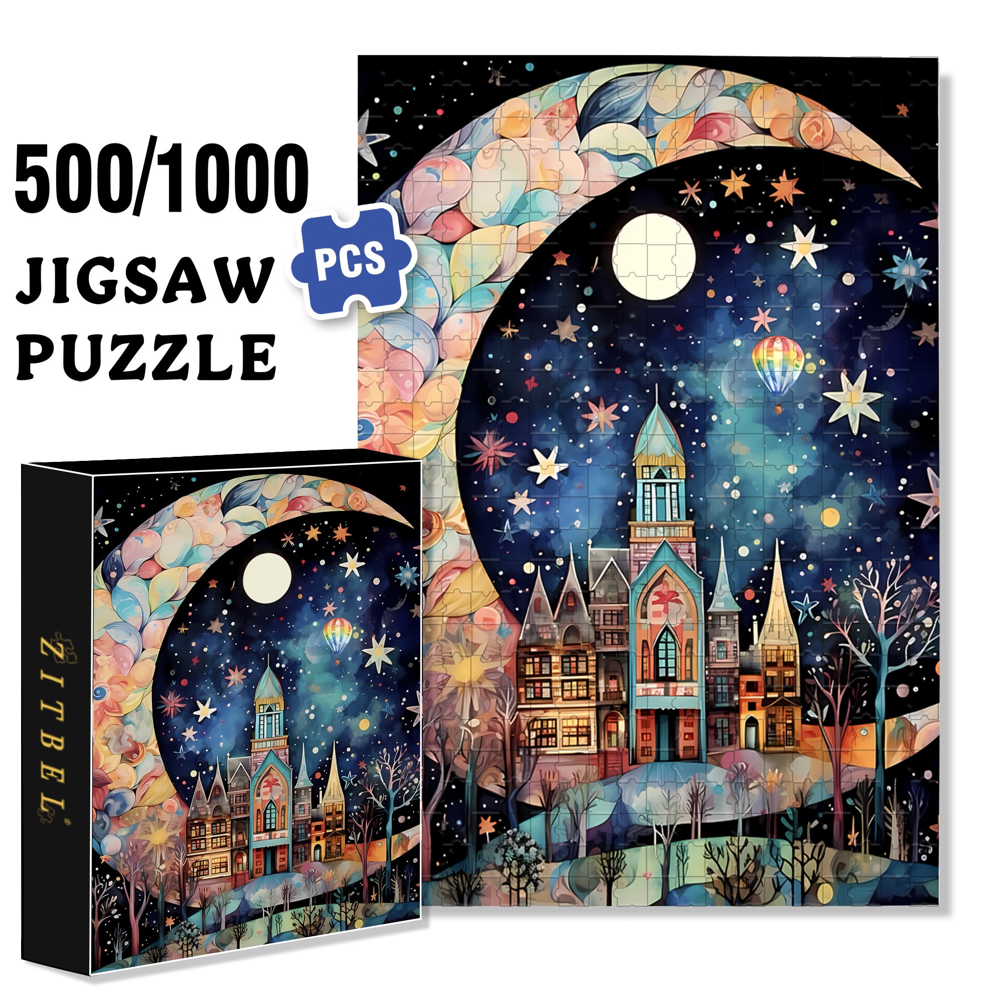 Fantasy Land 500pcs/1000pcs Jigsaw Puzzle, Scratch-Resistant, Interactive Family Game & Brain-Boosting DIY Decor, Perfect for Halloween, Christmas & New Year Gifts, Family Puzzle Game