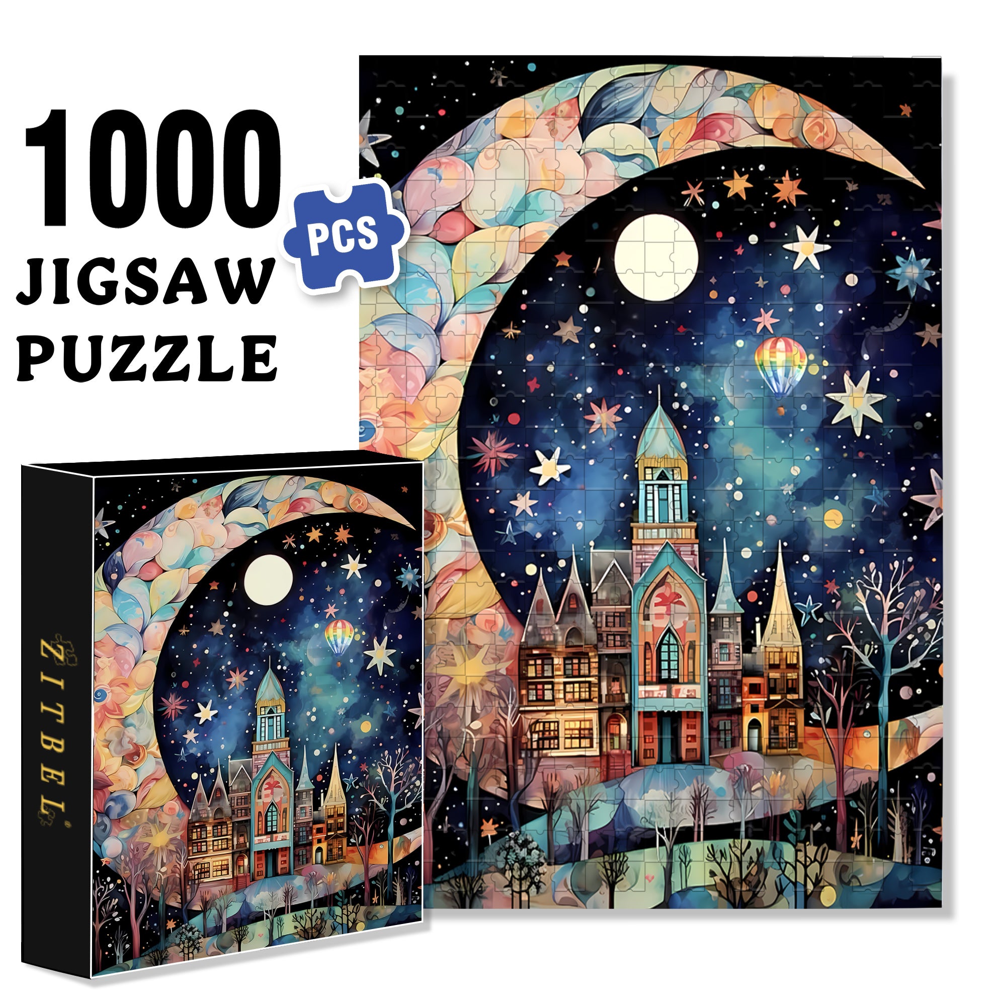 Fantasy Land 500pcs/1000pcs Jigsaw Puzzle, Scratch-Resistant, Interactive Family Game & Brain-Boosting DIY Decor, Perfect for Halloween, Christmas & New Year Gifts, Family Puzzle Game