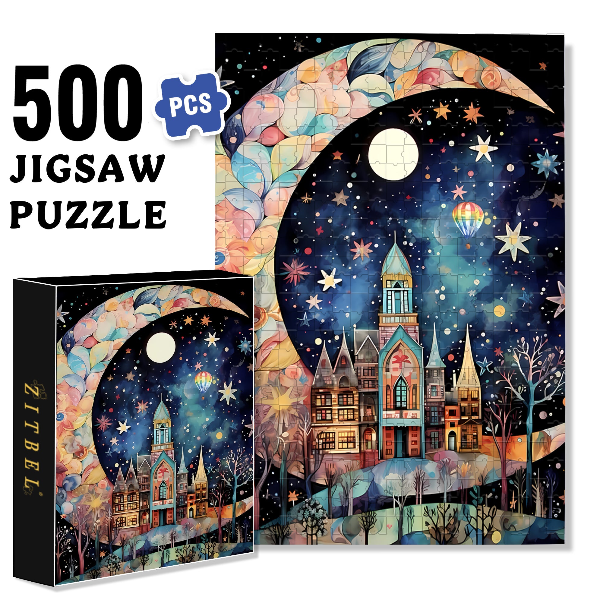 Fantasy Land 500pcs/1000pcs Jigsaw Puzzle, Scratch-Resistant, Interactive Family Game & Brain-Boosting DIY Decor, Perfect for Halloween, Christmas & New Year Gifts, Family Puzzle Game