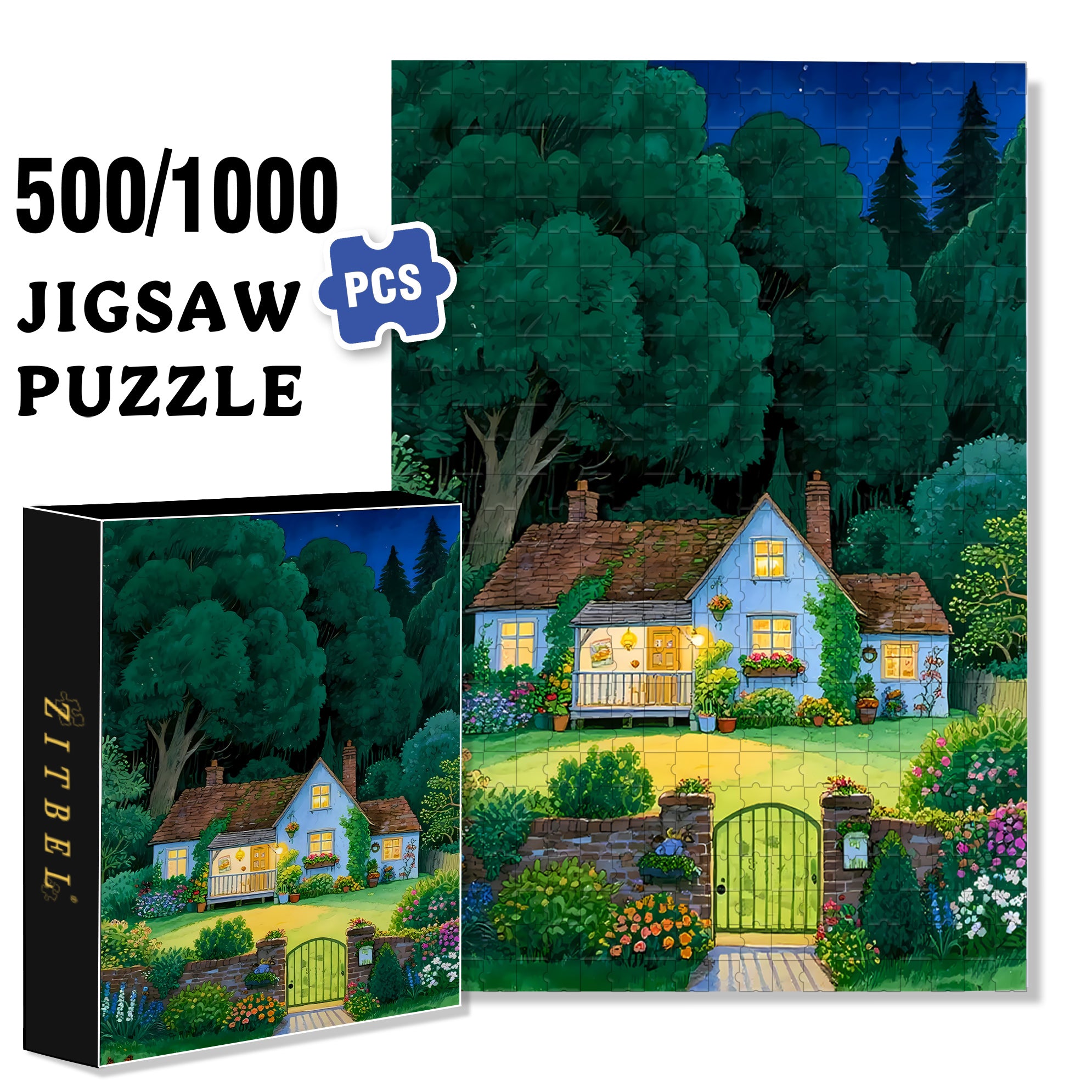 Forest Cabin 500pcs/1000pcs Jigsaw Puzzle, Scratch-Resistant, Interactive Family Game & Brain-Boosting DIY Decor, Perfect for Halloween, Christmas & New Year Gifts, Family Puzzle Game