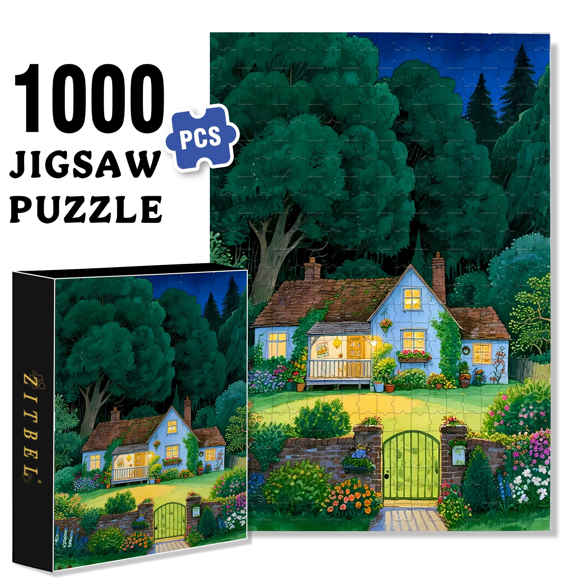 Forest Cabin 500pcs/1000pcs Jigsaw Puzzle, Scratch-Resistant, Interactive Family Game & Brain-Boosting DIY Decor, Perfect for Halloween, Christmas & New Year Gifts, Family Puzzle Game