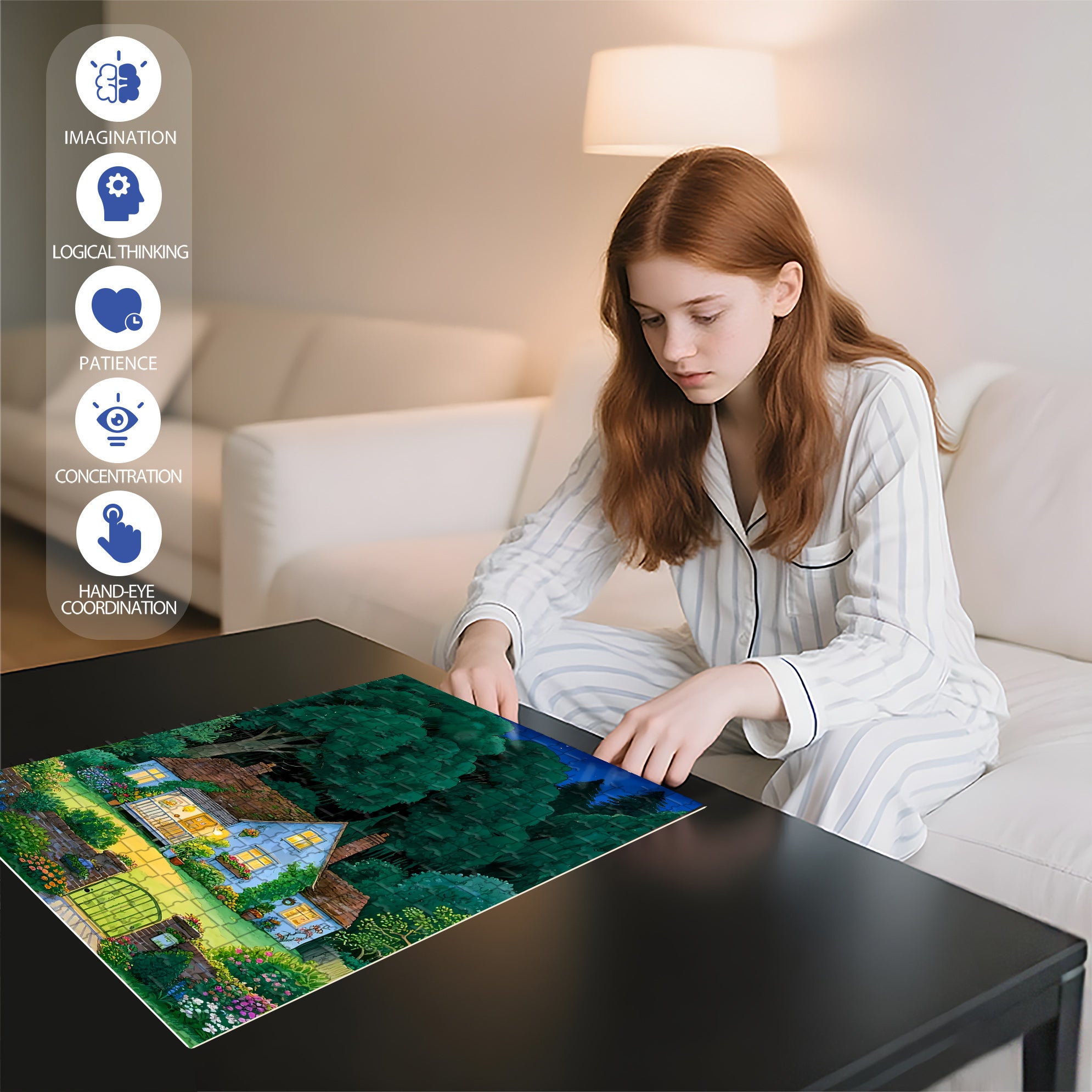 Forest Cabin 500pcs/1000pcs Jigsaw Puzzle, Scratch-Resistant, Interactive Family Game & Brain-Boosting DIY Decor, Perfect for Halloween, Christmas & New Year Gifts, Family Puzzle Game