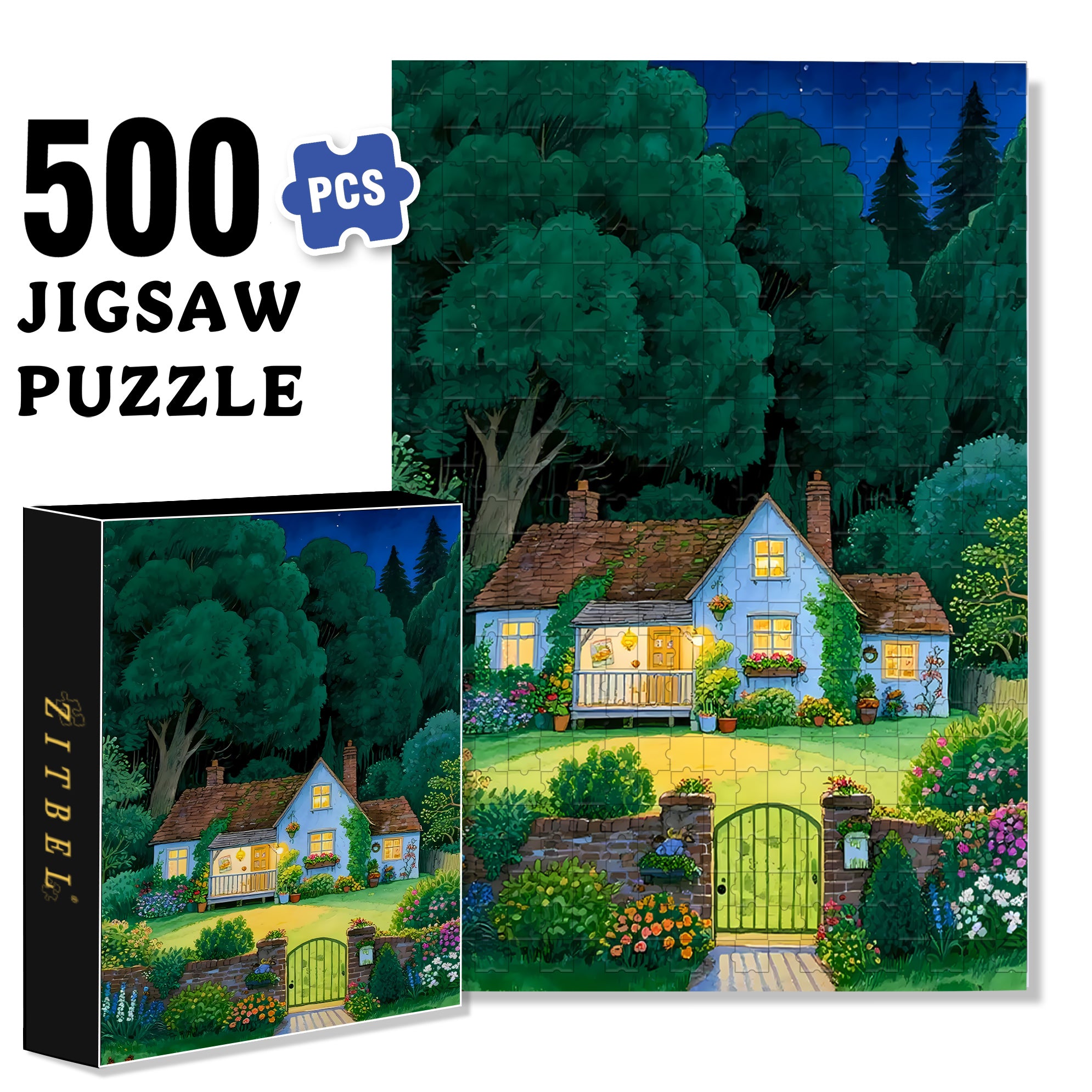 Forest Cabin 500pcs/1000pcs Jigsaw Puzzle, Scratch-Resistant, Interactive Family Game & Brain-Boosting DIY Decor, Perfect for Halloween, Christmas & New Year Gifts, Family Puzzle Game