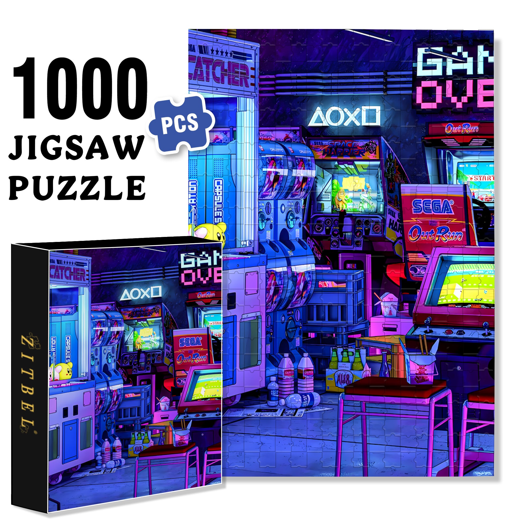 Game Hall 500pcs/1000pcs Jigsaw Puzzle, Scratch-Resistant, Interactive Family Game & Brain-Boosting DIY Decor, Perfect for Halloween, Christmas & New Year Gifts, Family Puzzle Game