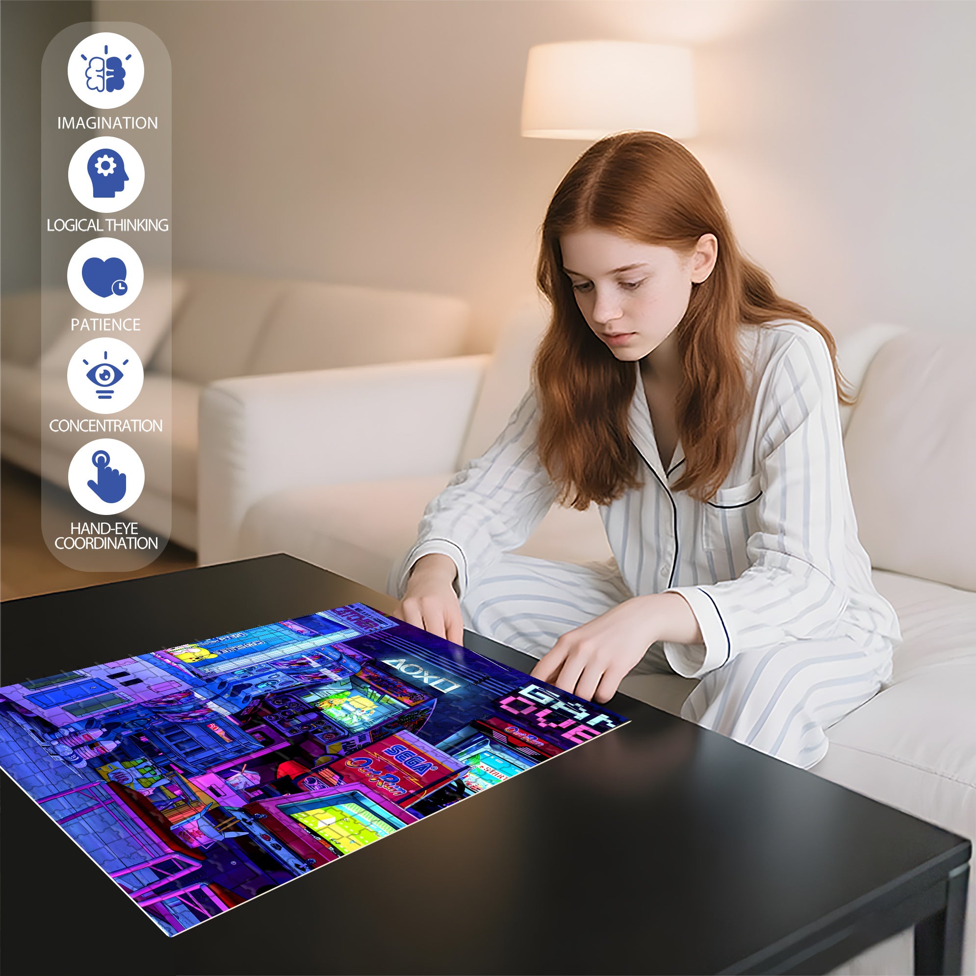 Game Hall 500pcs/1000pcs Jigsaw Puzzle, Scratch-Resistant, Interactive Family Game & Brain-Boosting DIY Decor, Perfect for Halloween, Christmas & New Year Gifts, Family Puzzle Game