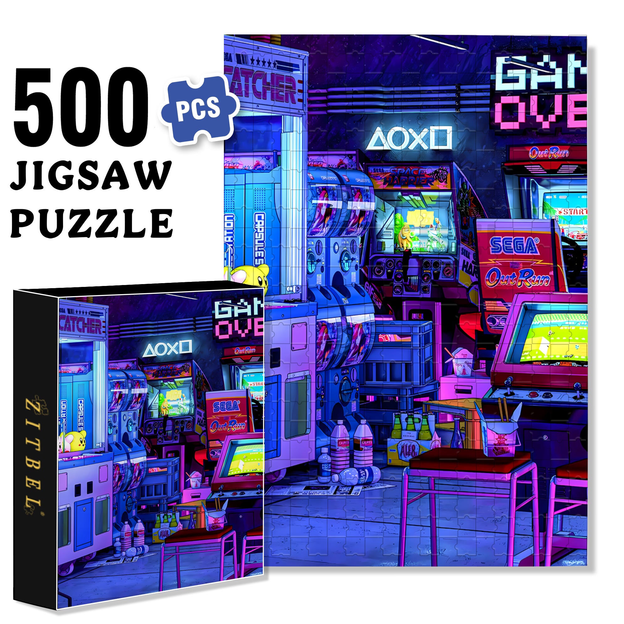 Game Hall 500pcs/1000pcs Jigsaw Puzzle, Scratch-Resistant, Interactive Family Game & Brain-Boosting DIY Decor, Perfect for Halloween, Christmas & New Year Gifts, Family Puzzle Game