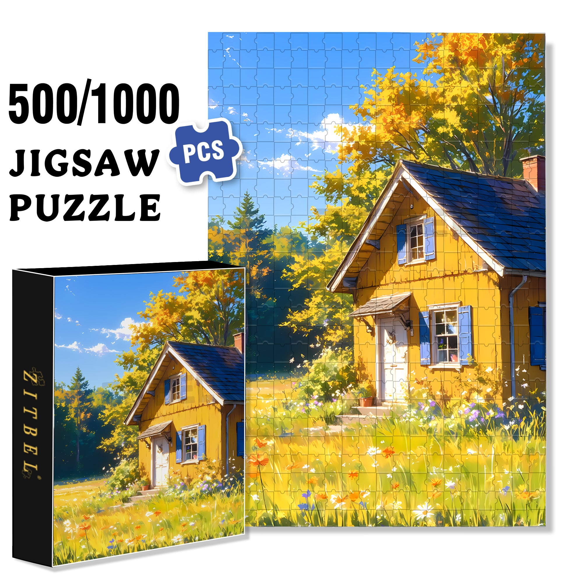 Good Sun Exposure 500pcs/1000pcs Jigsaw Puzzle, Scratch-Resistant, Interactive Family Game & Brain-Boosting DIY Decor, Perfect for Halloween, Christmas & New Year Gifts, Family Puzzle Game