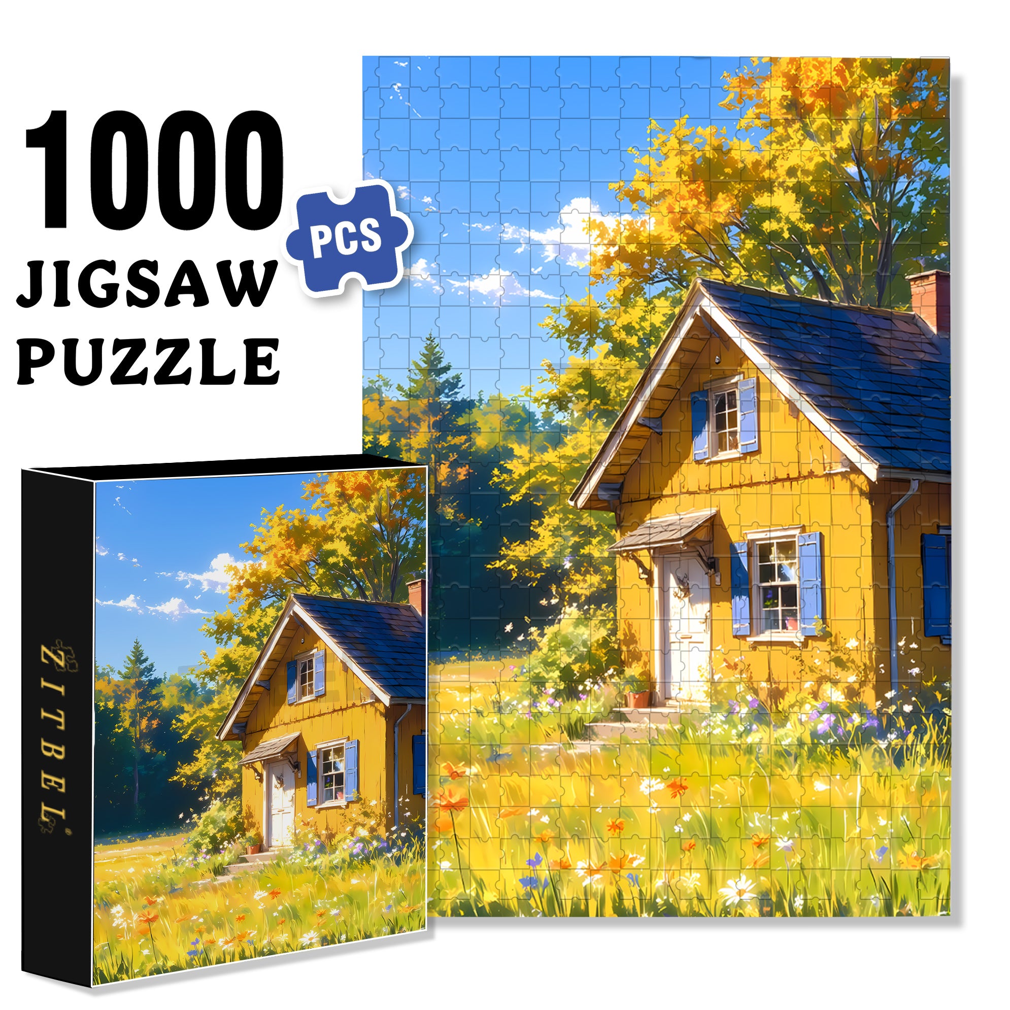 Good Sun Exposure 500pcs/1000pcs Jigsaw Puzzle, Scratch-Resistant, Interactive Family Game & Brain-Boosting DIY Decor, Perfect for Halloween, Christmas & New Year Gifts, Family Puzzle Game