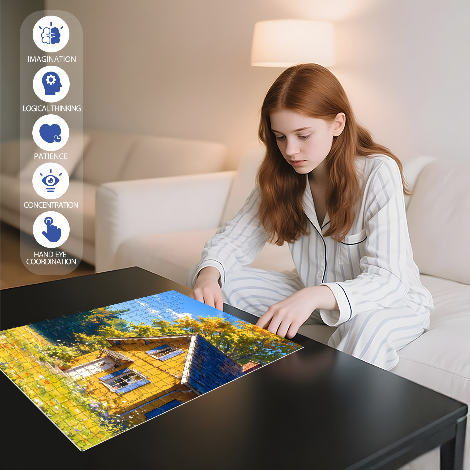 Good Sun Exposure 500pcs/1000pcs Jigsaw Puzzle, Scratch-Resistant, Interactive Family Game & Brain-Boosting DIY Decor, Perfect for Halloween, Christmas & New Year Gifts, Family Puzzle Game