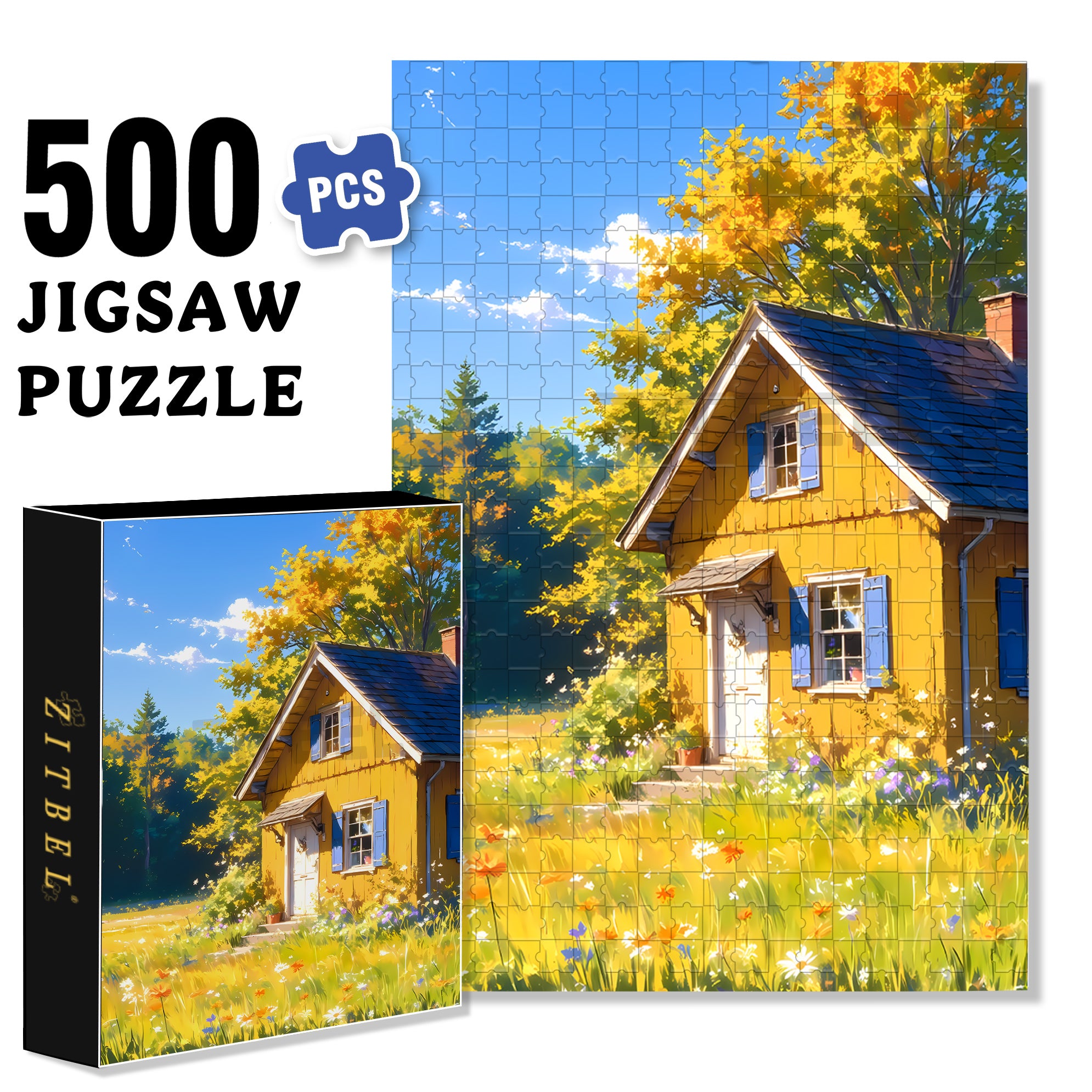 Good Sun Exposure 500pcs/1000pcs Jigsaw Puzzle, Scratch-Resistant, Interactive Family Game & Brain-Boosting DIY Decor, Perfect for Halloween, Christmas & New Year Gifts, Family Puzzle Game