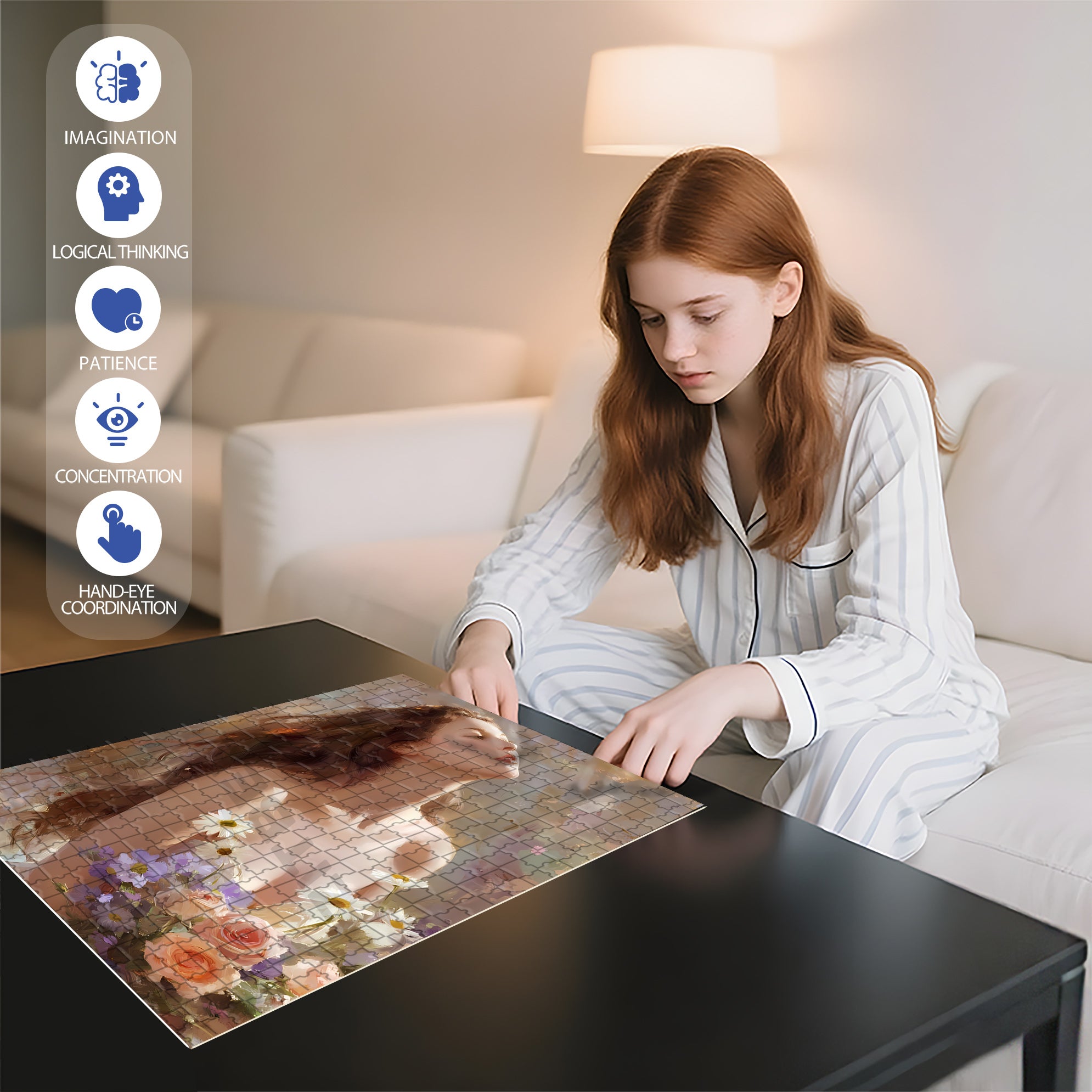 Heart 500pcs/1000pcs Jigsaw Puzzle, Scratch-Resistant, Interactive Family Game & Brain-Boosting DIY Decor, Perfect for Halloween, Christmas & New Year Gifts, Family Puzzle Game