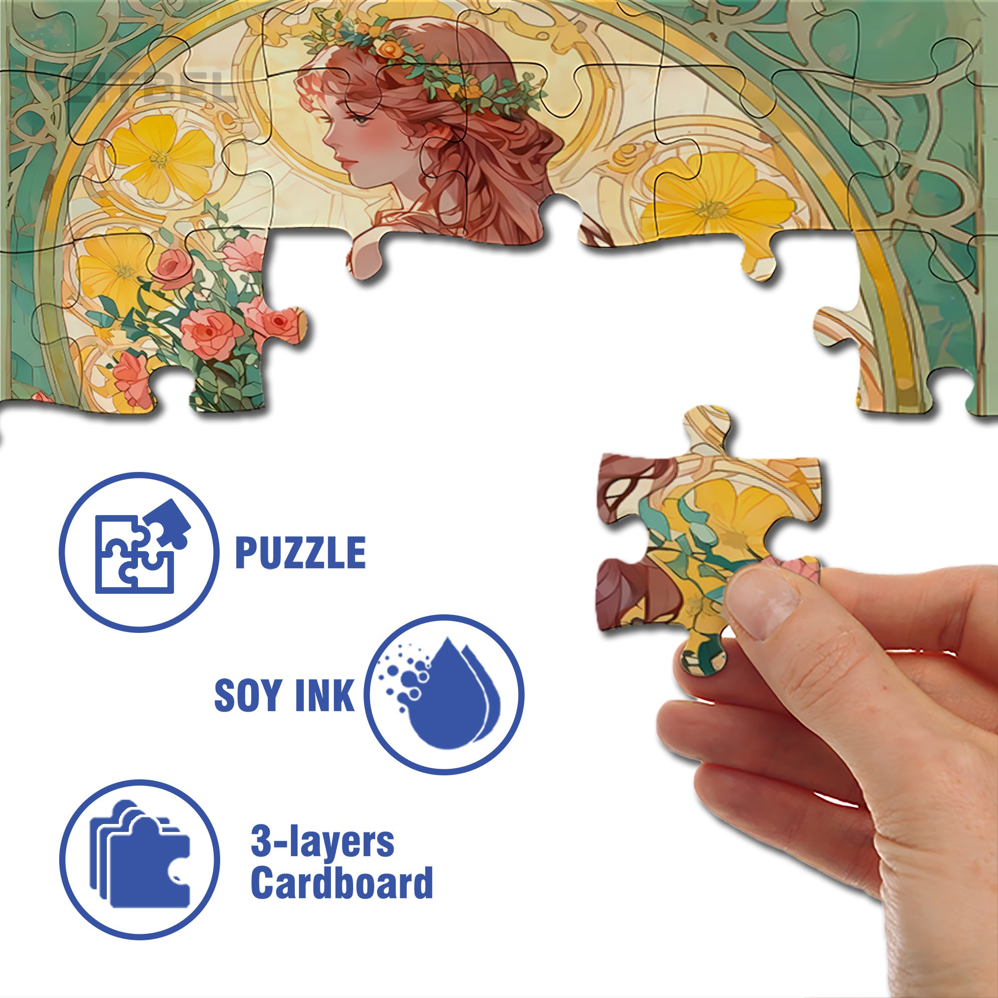 Holding Flowers 500pcs/1000pcs Jigsaw Puzzle, Scratch-Resistant, Interactive Family Game & Brain-Boosting DIY Decor, Perfect for Halloween, Christmas & New Year Gifts, Family Puzzle Game