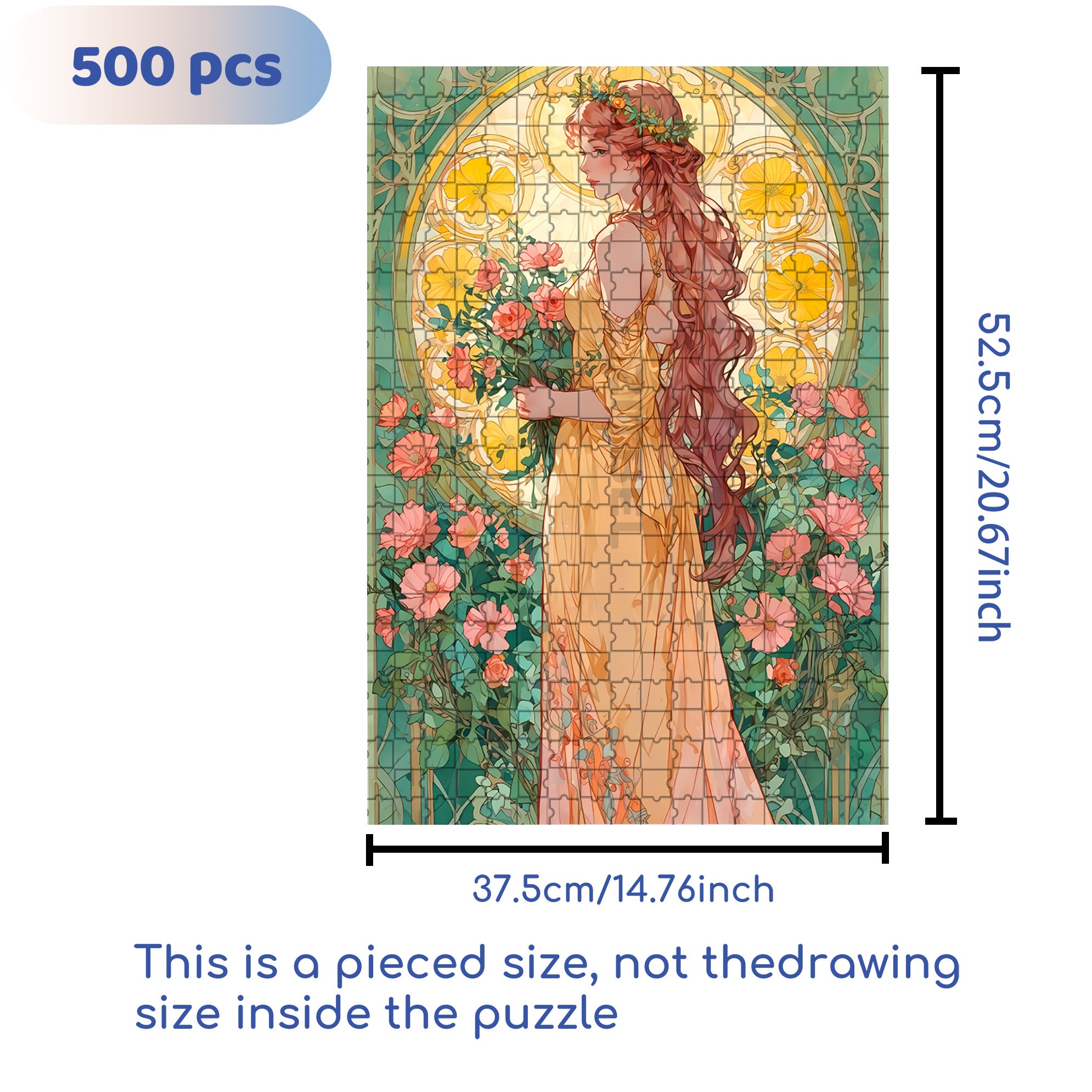 Holding Flowers 500pcs/1000pcs Jigsaw Puzzle, Scratch-Resistant, Interactive Family Game & Brain-Boosting DIY Decor, Perfect for Halloween, Christmas & New Year Gifts, Family Puzzle Game