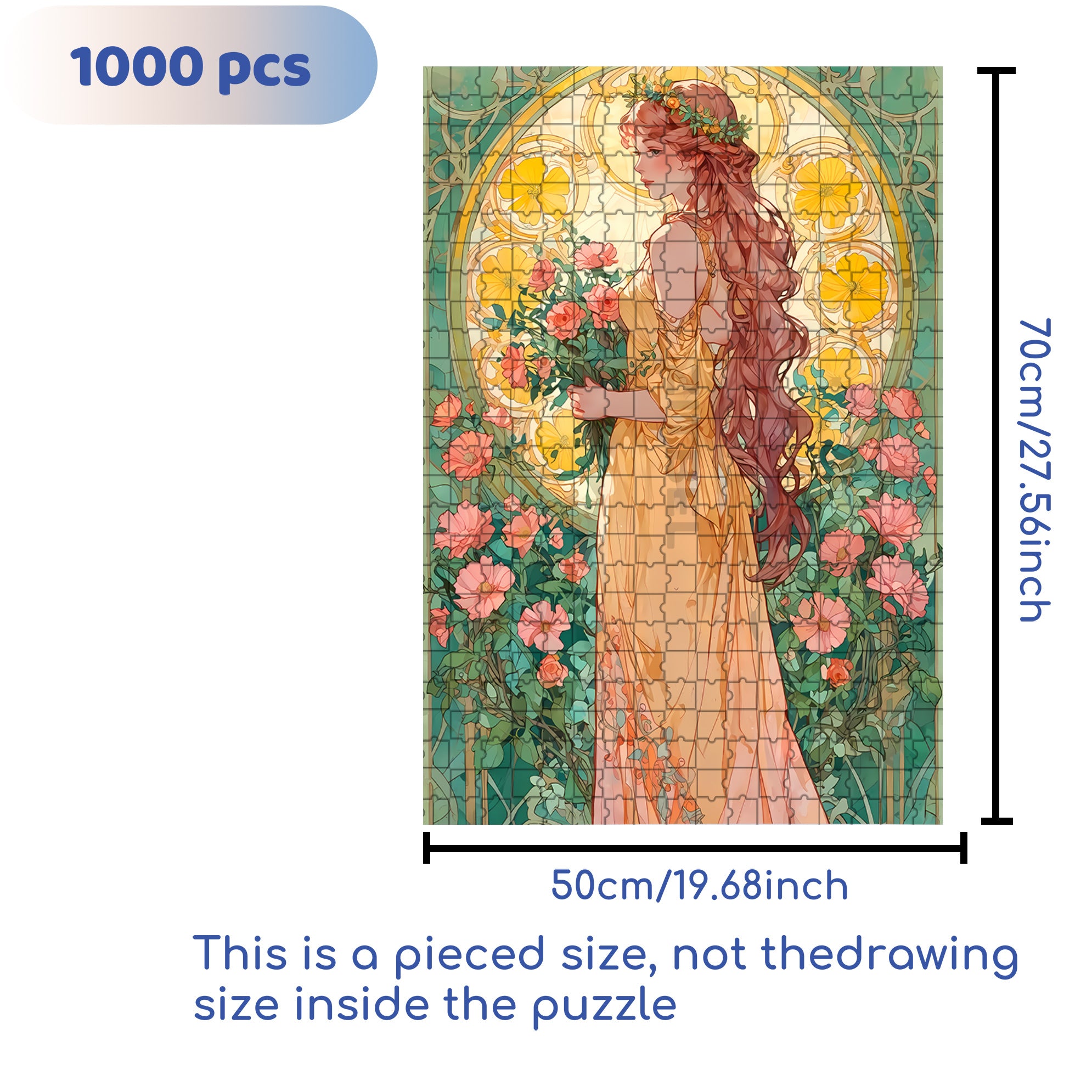 Holding Flowers 500pcs/1000pcs Jigsaw Puzzle, Scratch-Resistant, Interactive Family Game & Brain-Boosting DIY Decor, Perfect for Halloween, Christmas & New Year Gifts, Family Puzzle Game