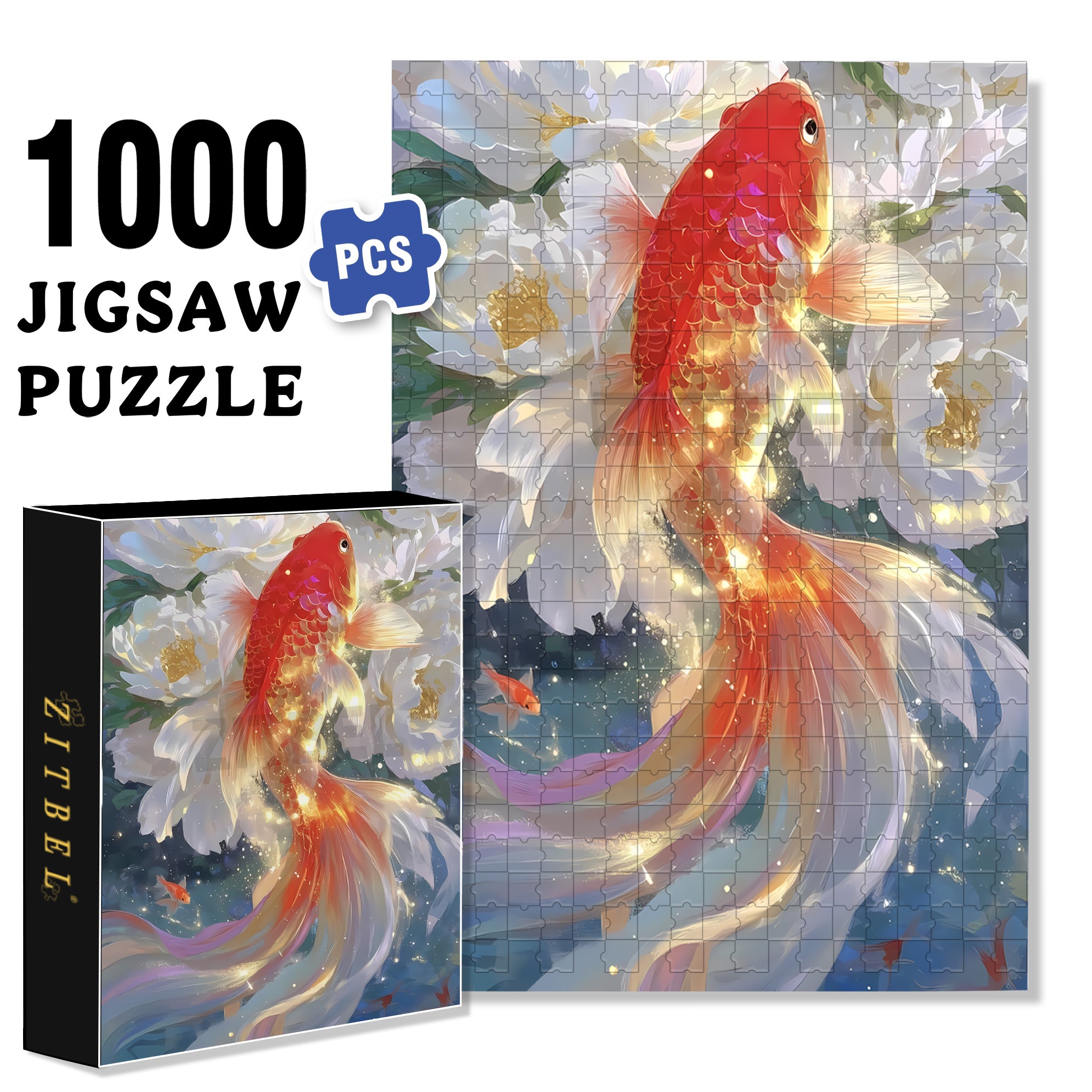 Koi 500pcs/1000pcs Jigsaw Puzzle, Scratch-Resistant, Interactive Family Game & Brain-Boosting DIY Decor, Perfect for Halloween, Christmas & New Year Gifts, Family Puzzle Game